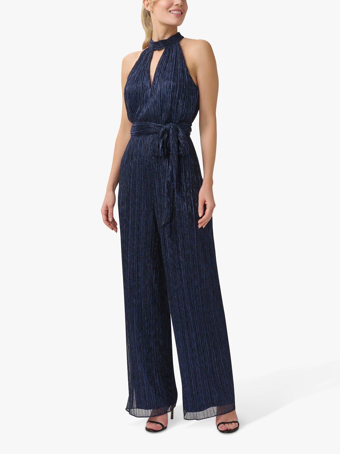 Adrianna Papell Metallic Crinkle Jumpsuit