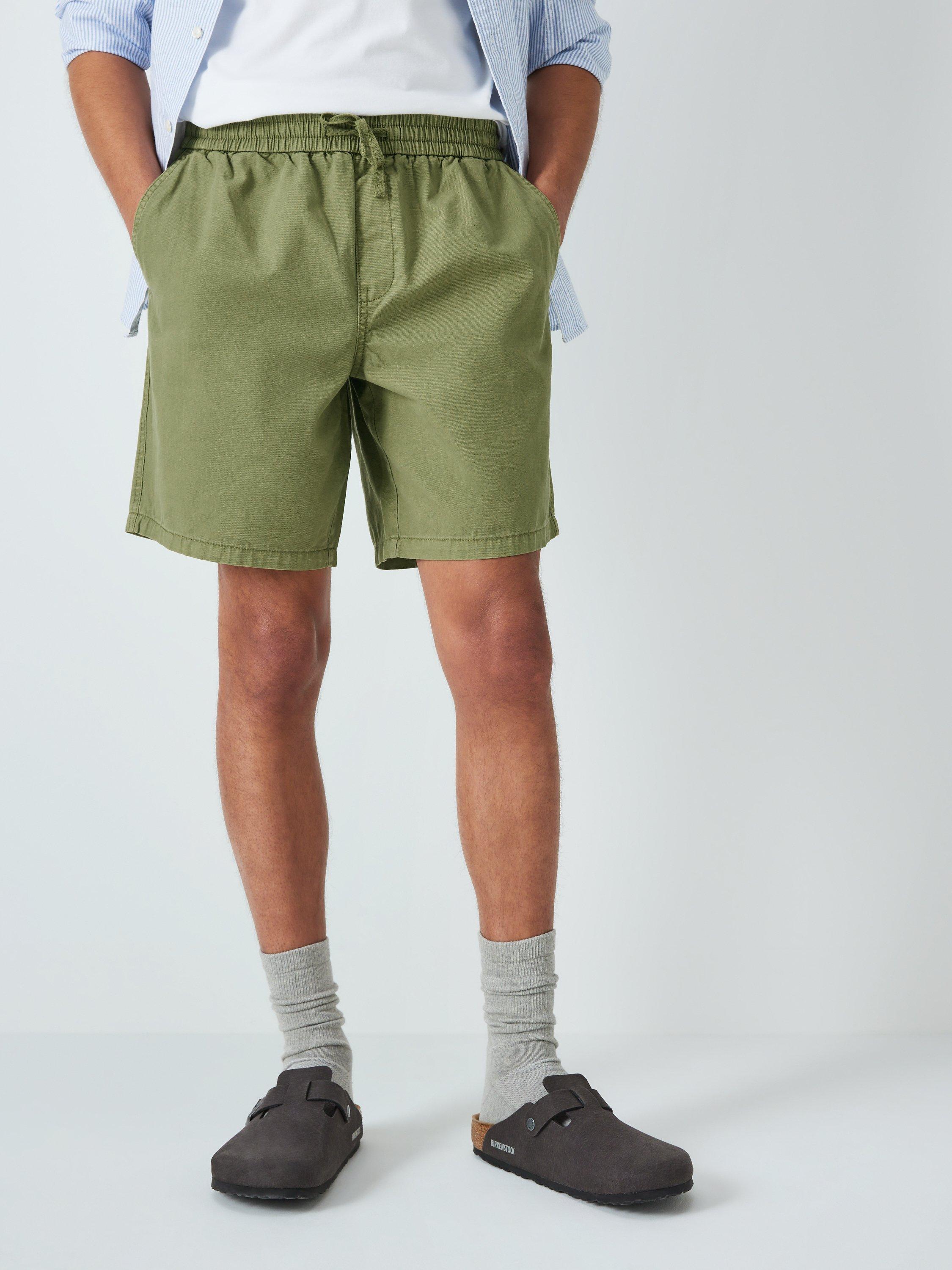 John Lewis Sun Faded Garment Dyed Drawstring Shorts, Calliste Green, M