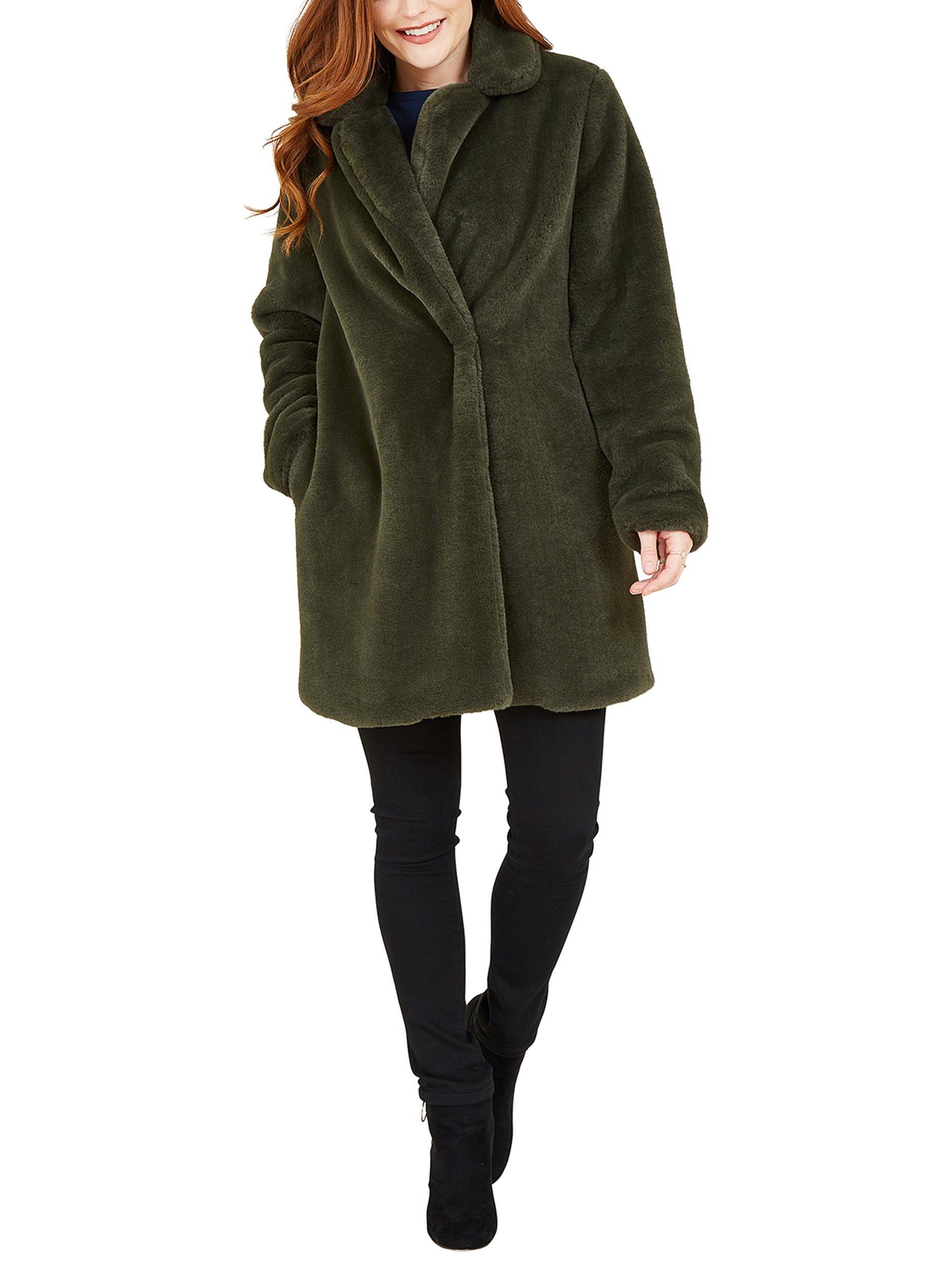 Product image 2 of 5, which shows Yumi Faux Fur Coat, Khaki, 18