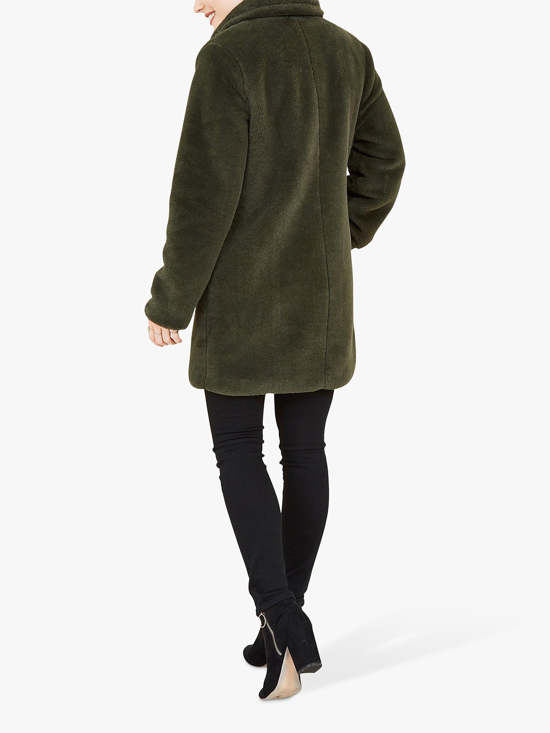 Product image 3 of 5, which shows Yumi Faux Fur Coat, Khaki, 18