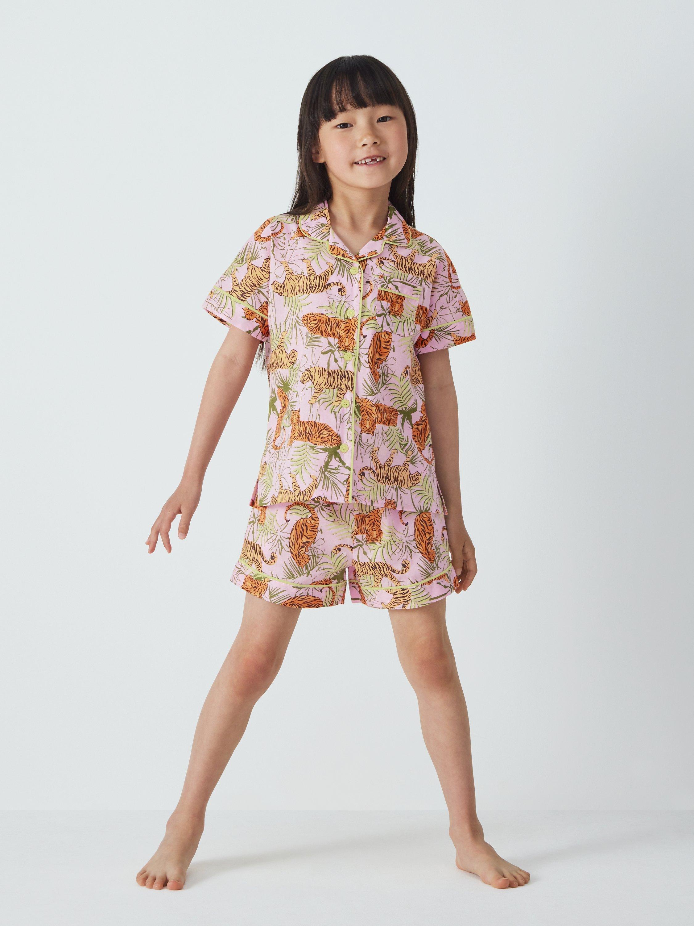 John Lewis Kids' Mini Me Tiger Print Pyjamas, Pink/Multi