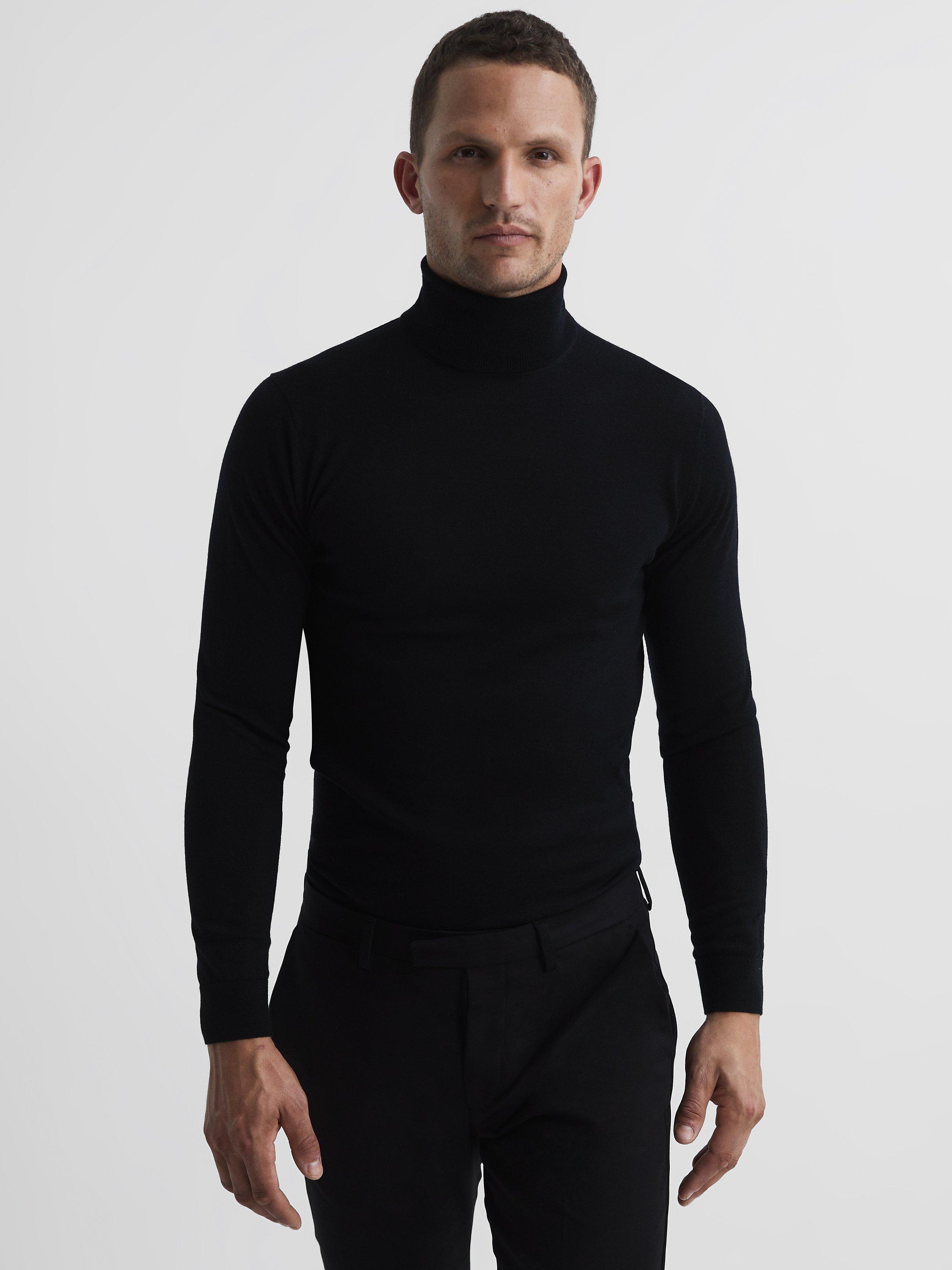 Reiss Caine Roll Neck Jumper, Black