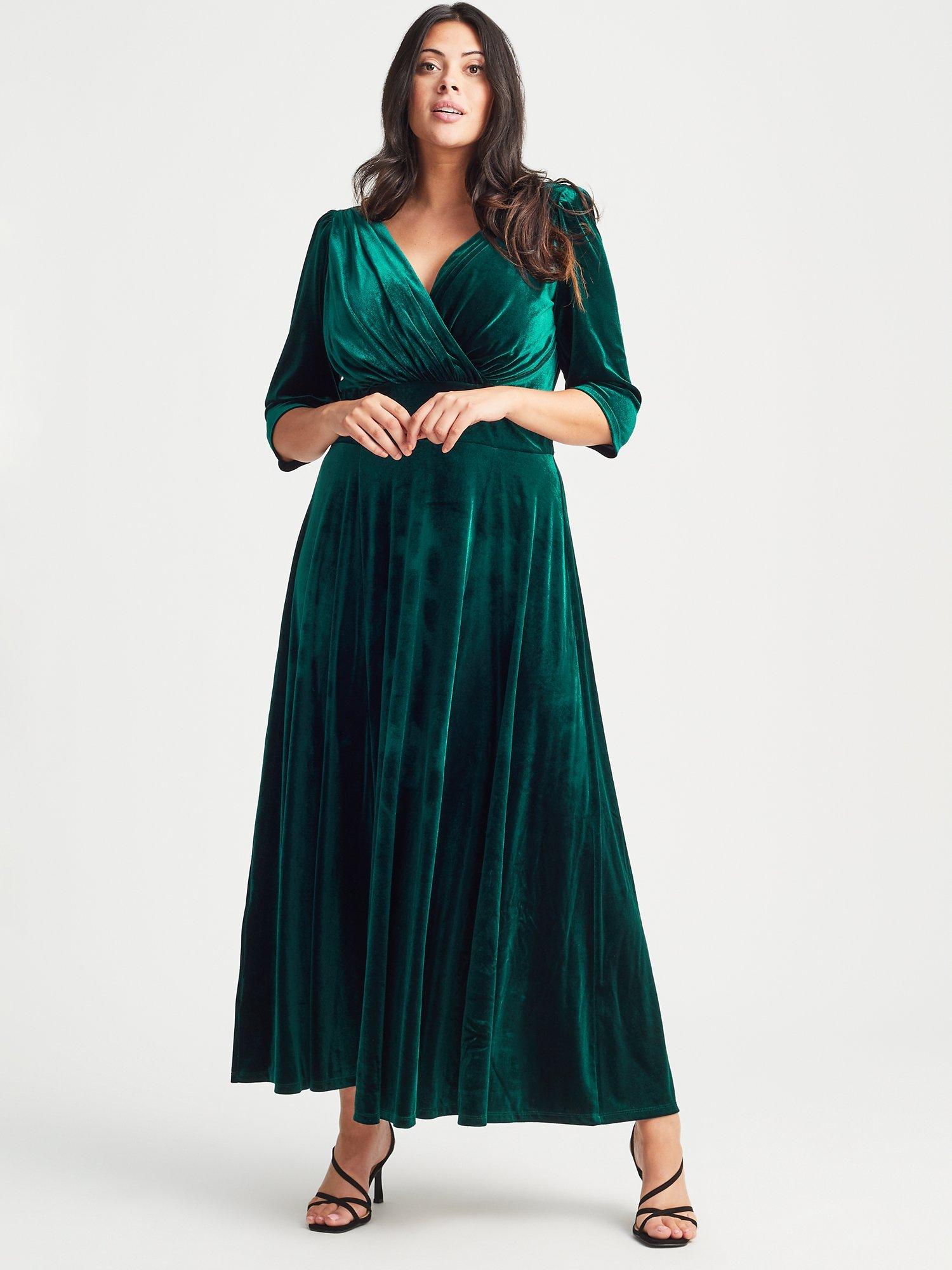 Scarlett & Jo Velvet Maxi Dress, Green