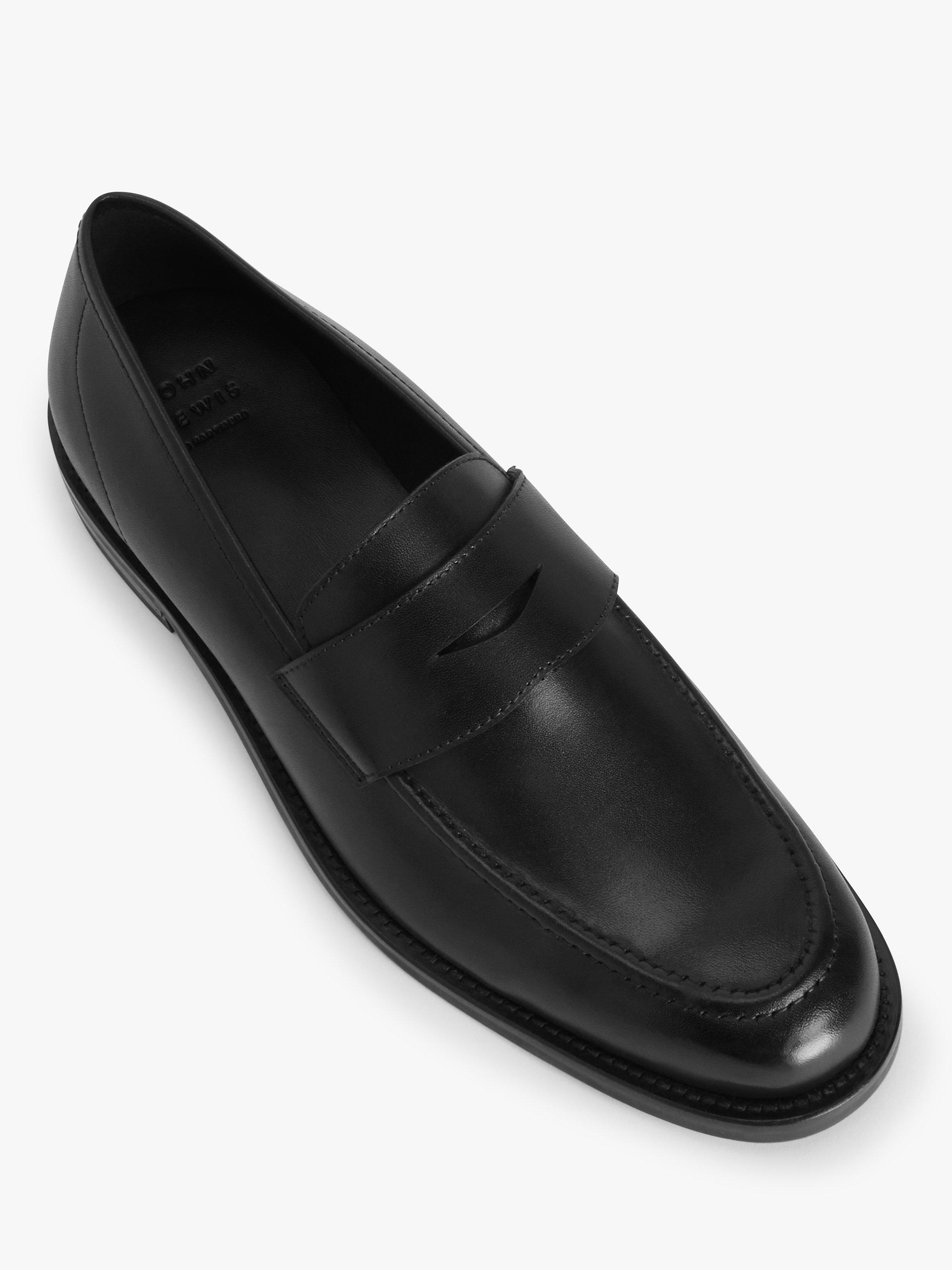 John Lewis Men's Leather Loafers, Black, 7