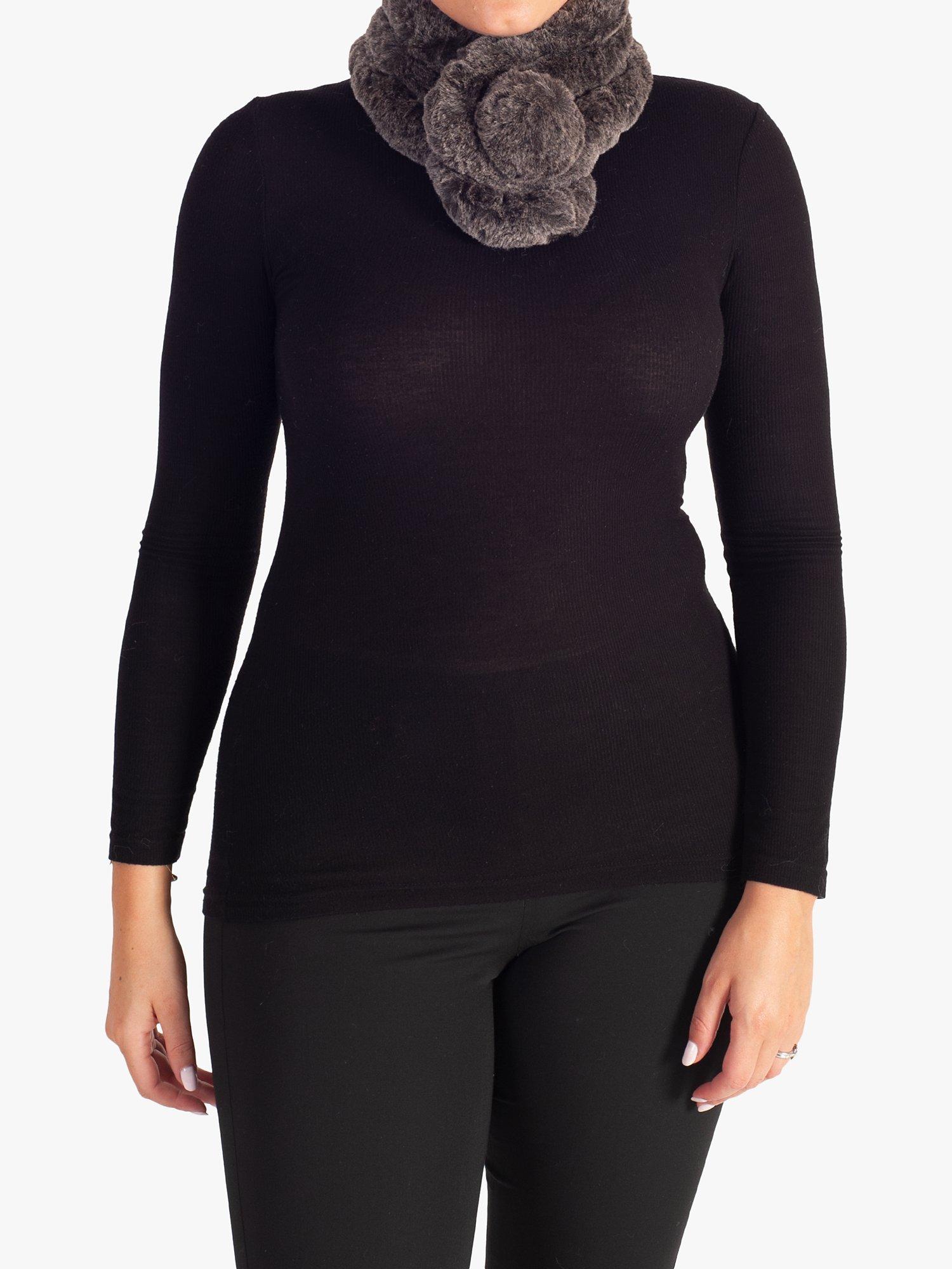 chesca Faux Fur Pom Pom Scarf