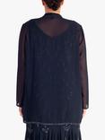 chesca Beaded Trim Georgette Shrug, Navy