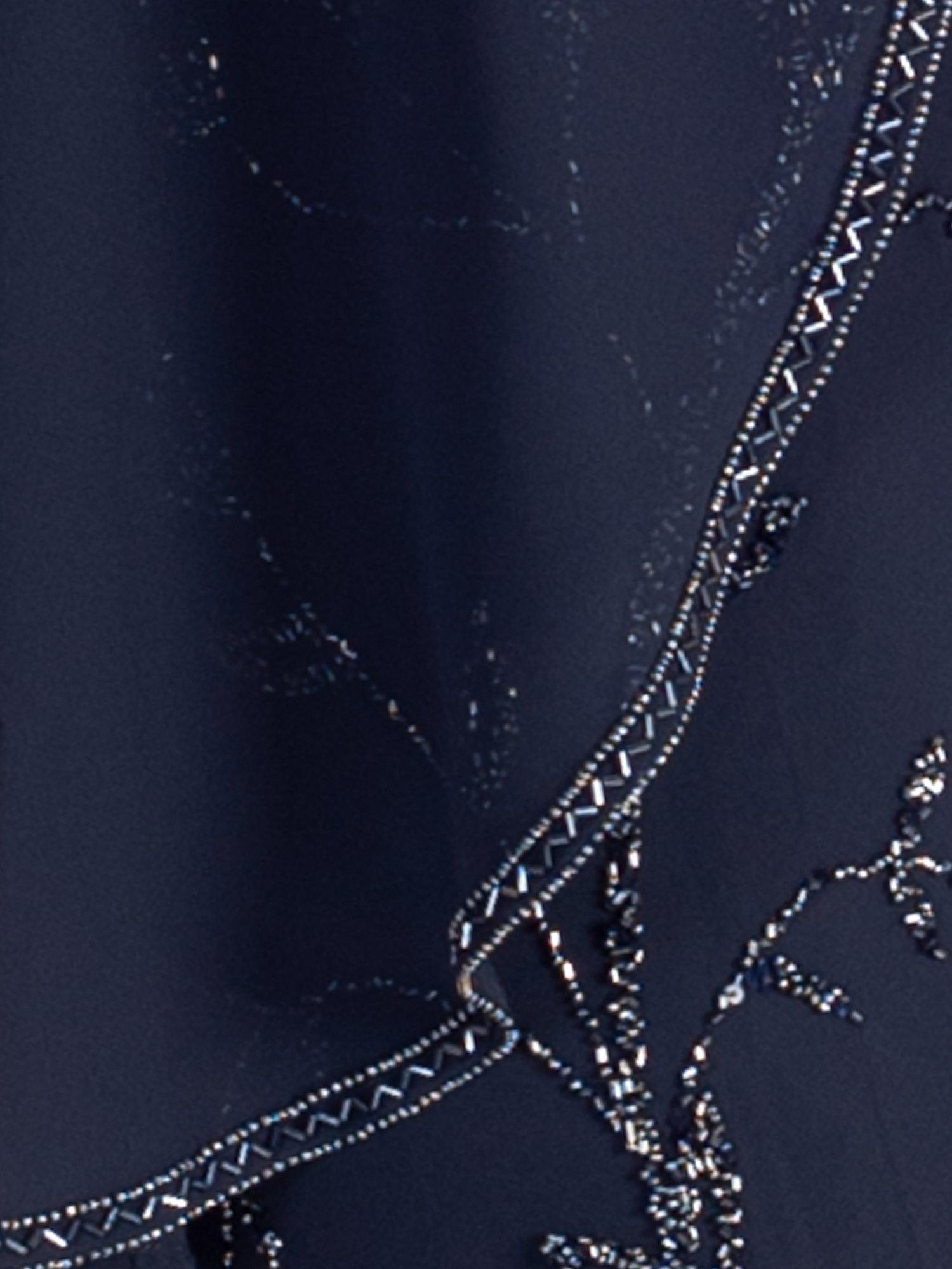 Product image 5 of 5, which shows chesca Beaded Trim Georgette Shrug, Navy, 12