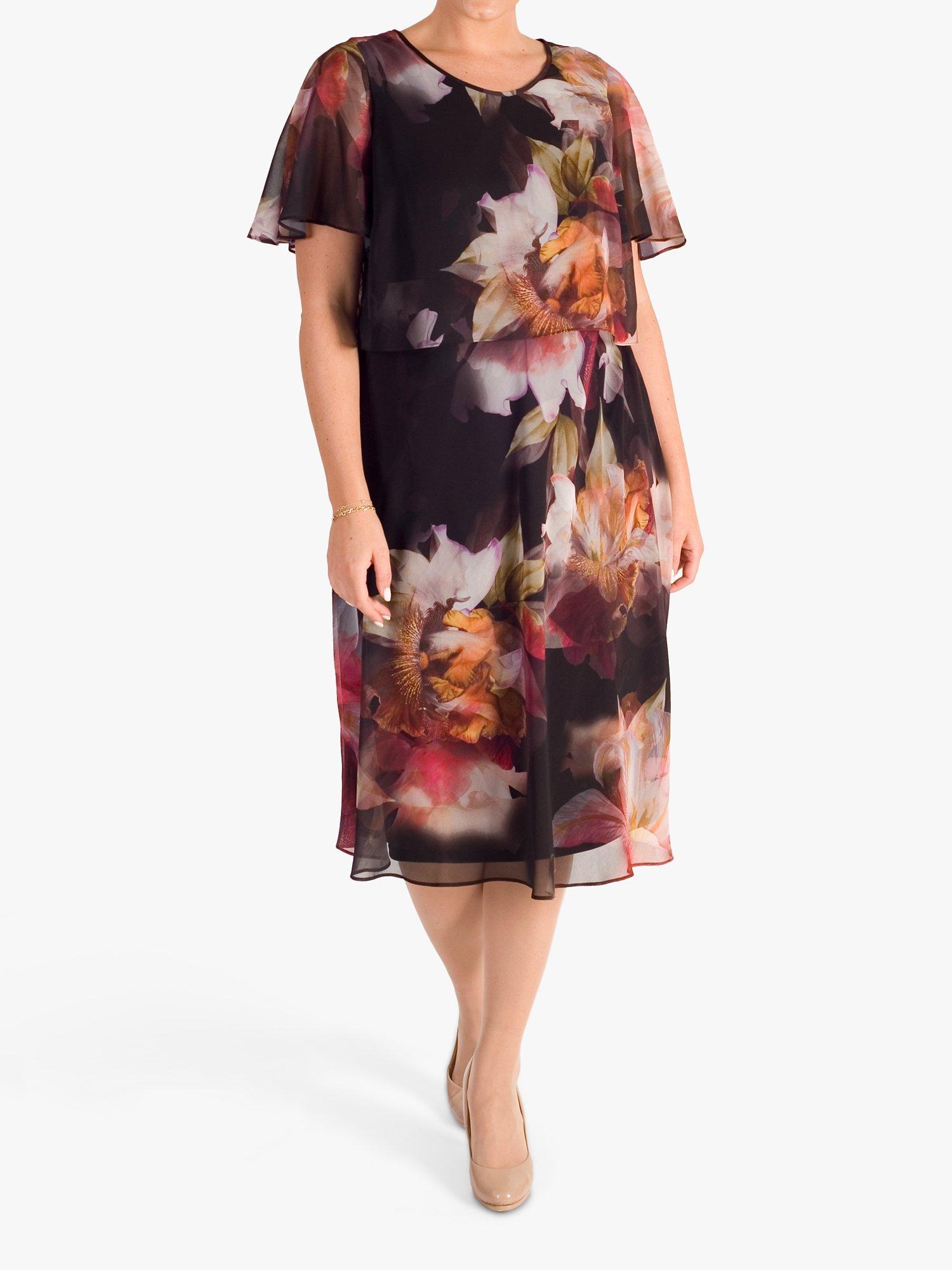 chesca Orchid Floral Print Chiffon Dress Multi