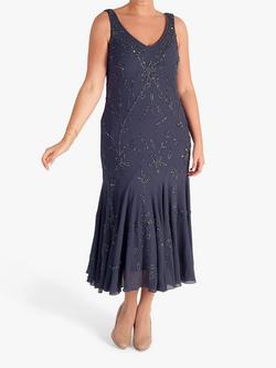 chesca Floral Beaded Georgette Midi Dress, Violetta, Violetta