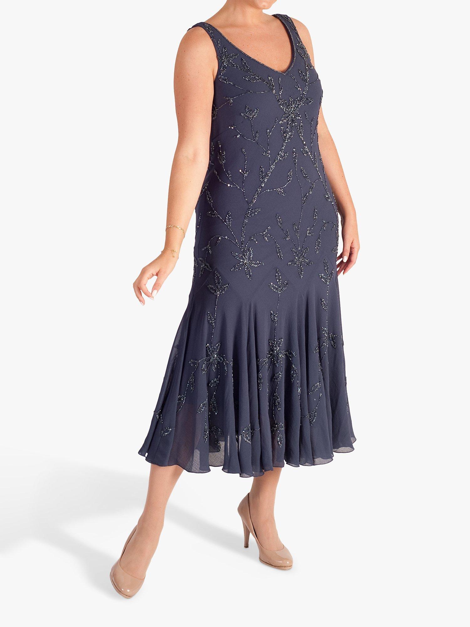 Product image 3 of 6, which shows chesca Floral Beaded Georgette Midi Dress, Violetta, 12