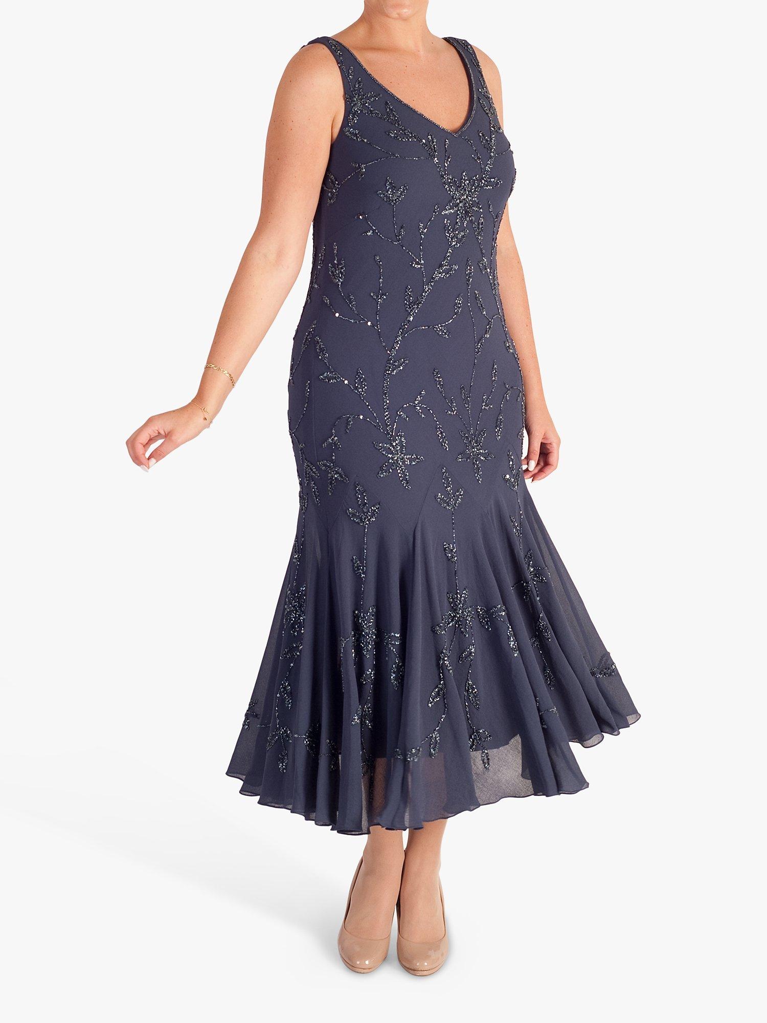 Product image 4 of 6, which shows chesca Floral Beaded Georgette Midi Dress, Violetta, 12