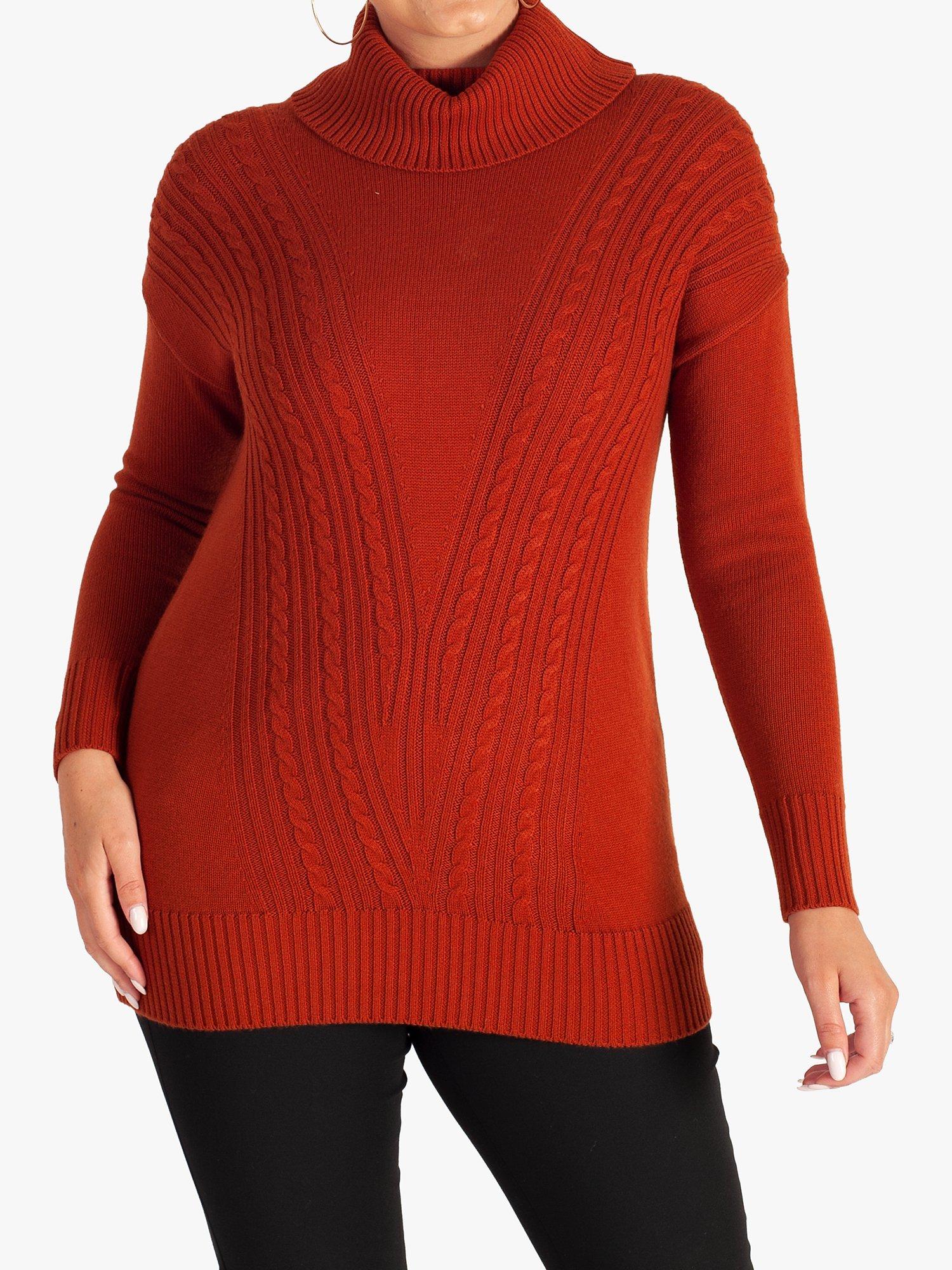 chesca Cable Detail Turtleneck Jumper, Caramel