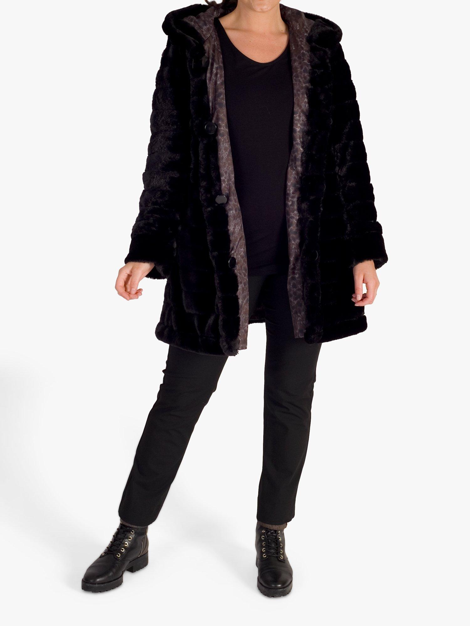 Product image 6 of 6, which shows chesca Animal Spot Print Reversible Faux Fur Coat, Brown/Black, 18-20