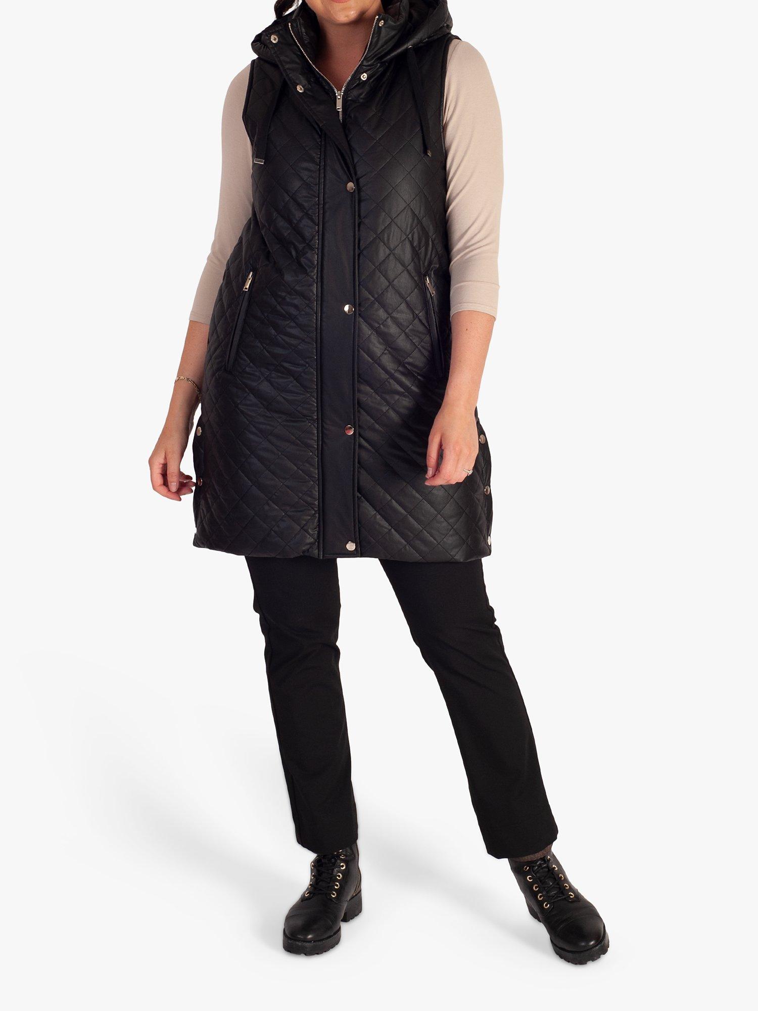 chesca Quilted Longline Gilet, Black