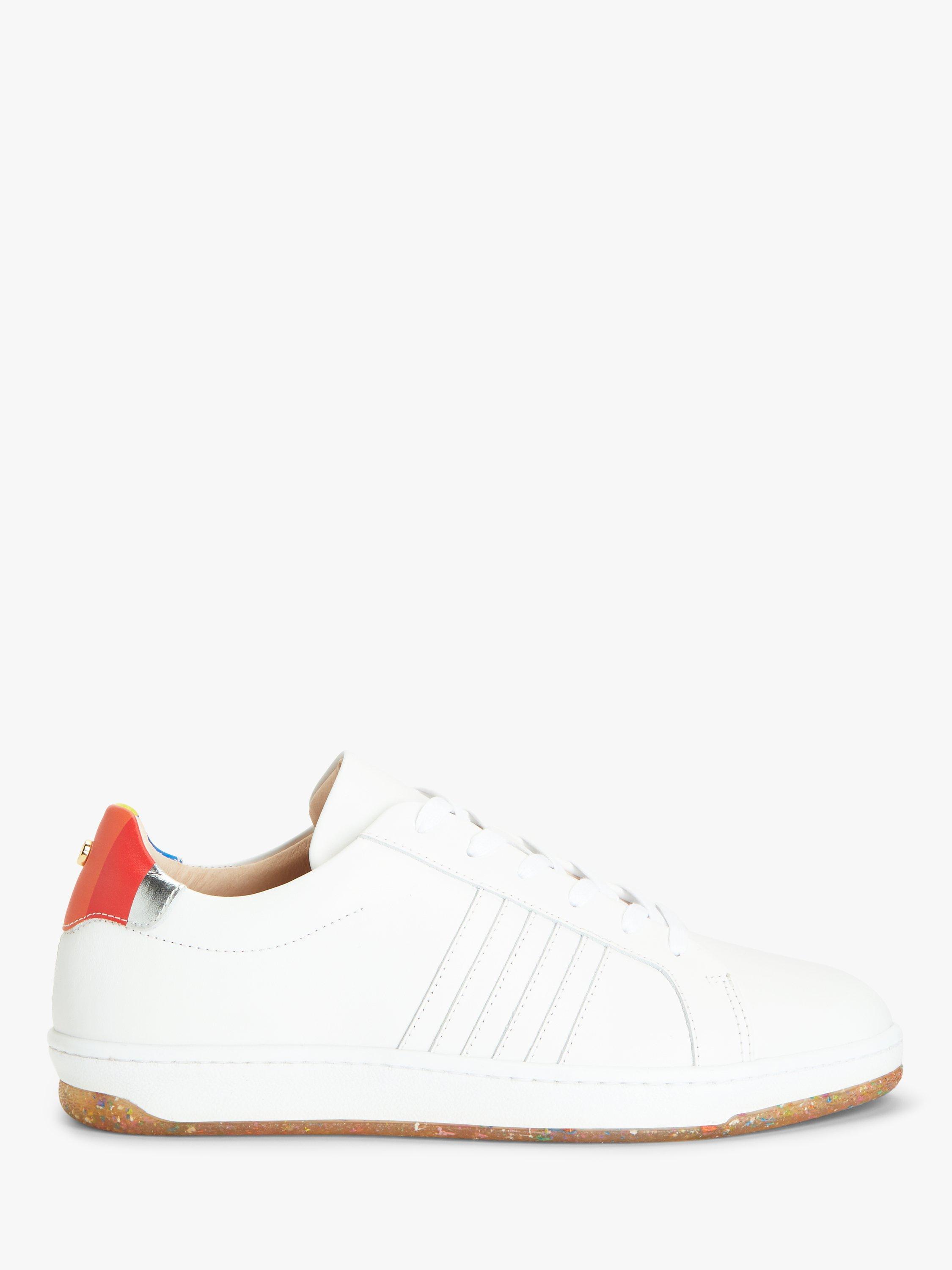 John Lewis Elmie Leather Rainbow Trainers, White/Multi