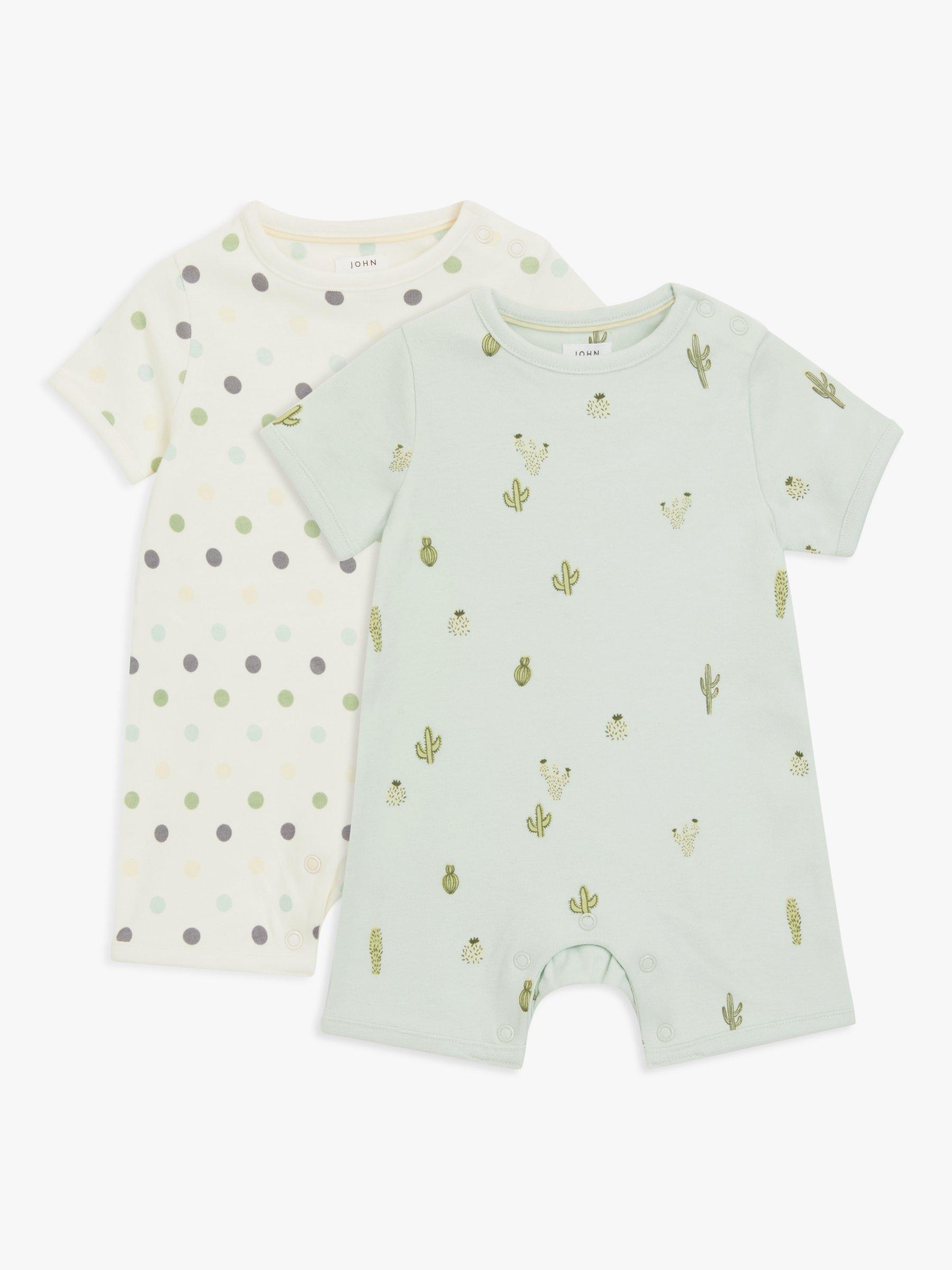 John Lewis Baby Spot & Cactus Romper, Pack of 2, Multi