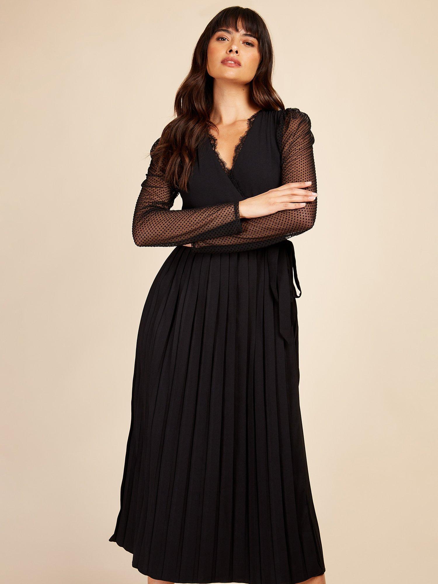 Little Mistress Spot Midaxi Dress, Black