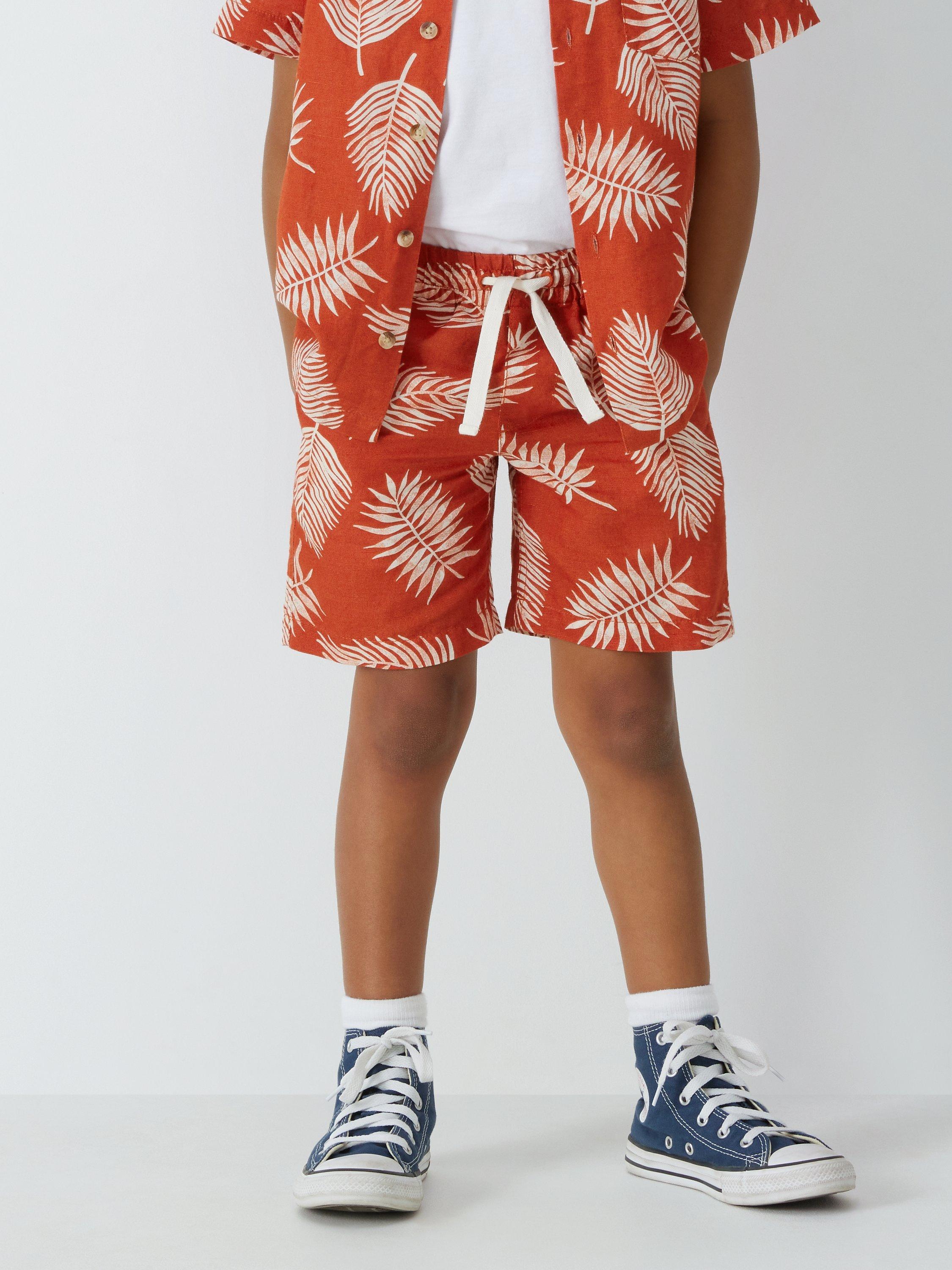 John Lewis Kids' Palm Leaf Shorts, Brown