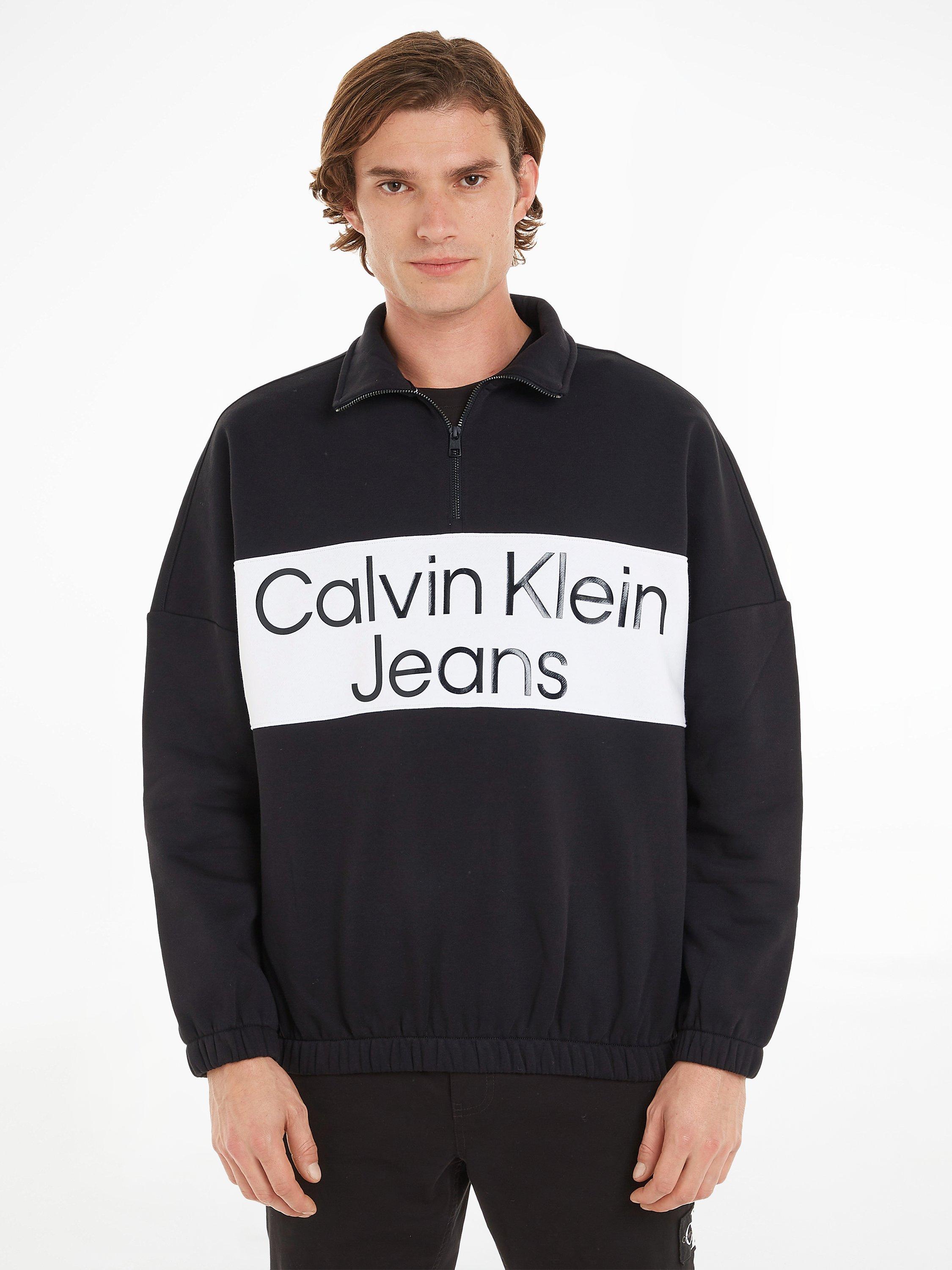 Calvin Klein Jeans Logo Quarter Zip Jumper Ck Black