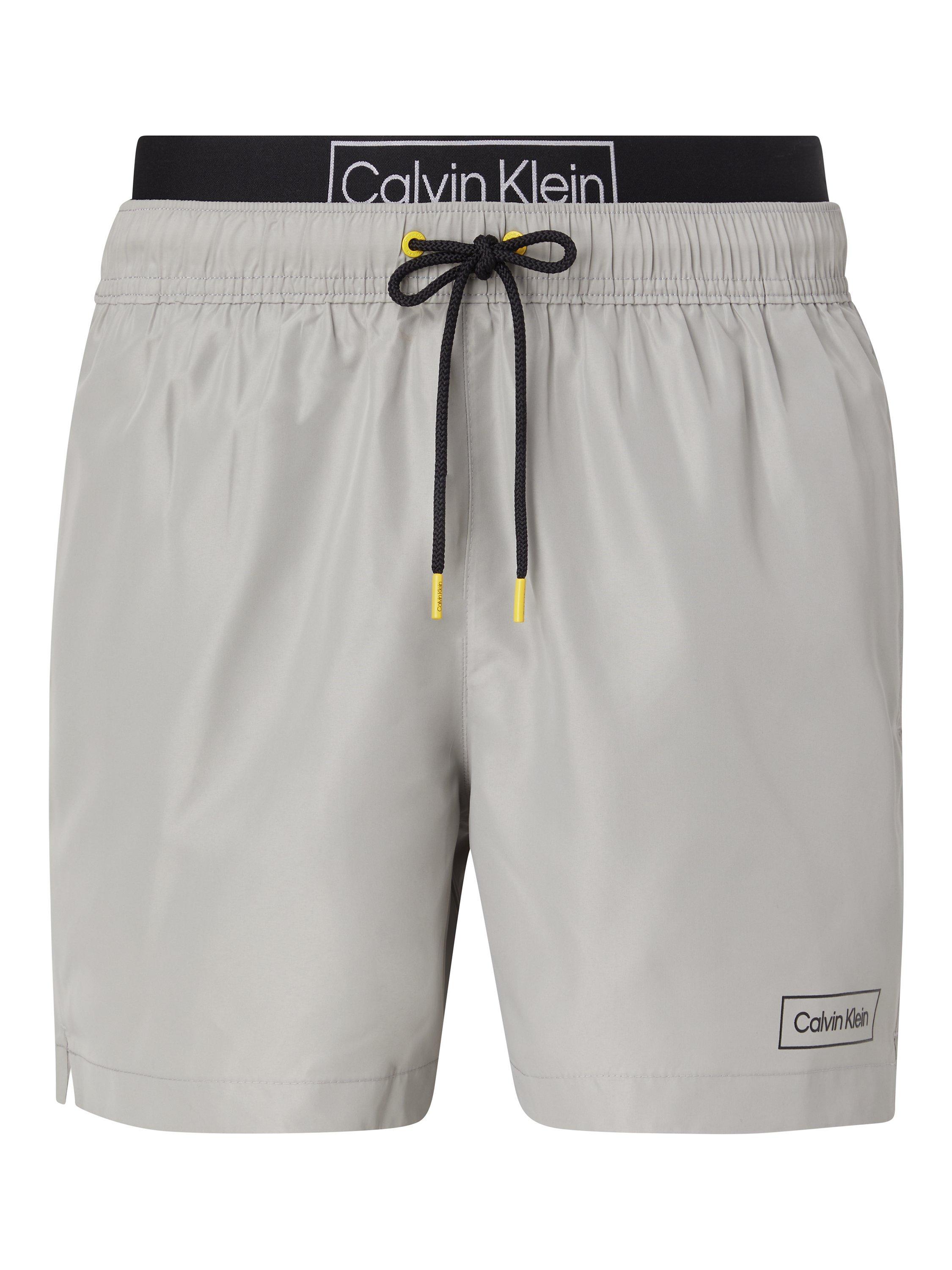 Calvin Klein Recycled Poly Double Waistband Swim Shorts, Mercury Grey