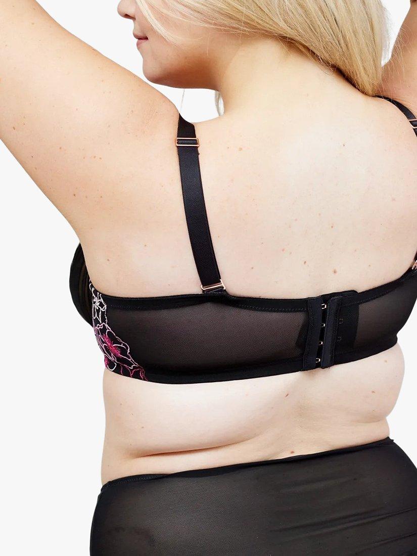 Product image 2 of 6, which shows Oola Lingerie Embroidered Lace Balcony Bra, Black, 44F