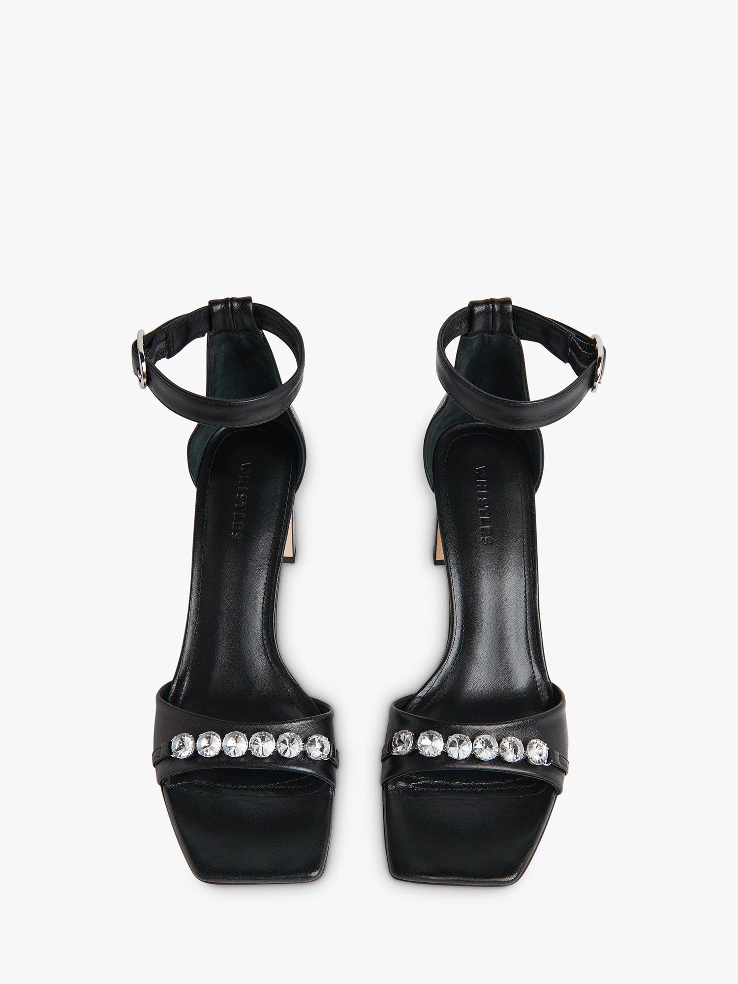 Product image 2 of 4, which shows Whistles Alsie Jewelled Heeled Sandals, Black, 3
