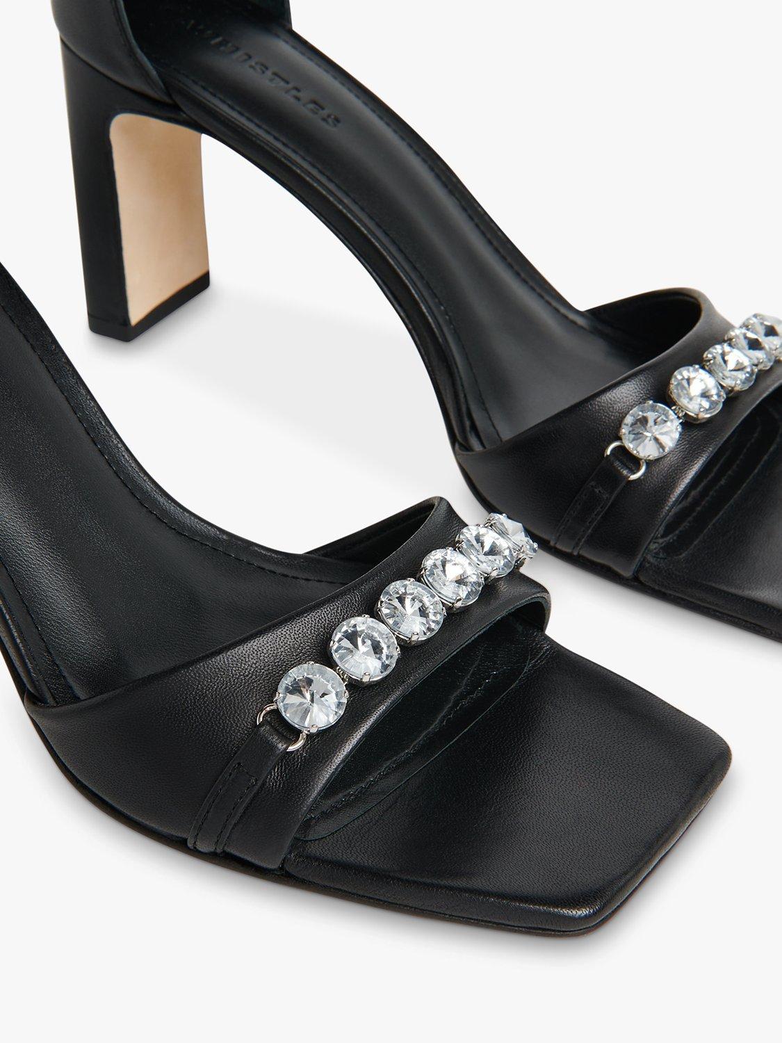 Product image 3 of 4, which shows Whistles Alsie Jewelled Heeled Sandals, Black, 3