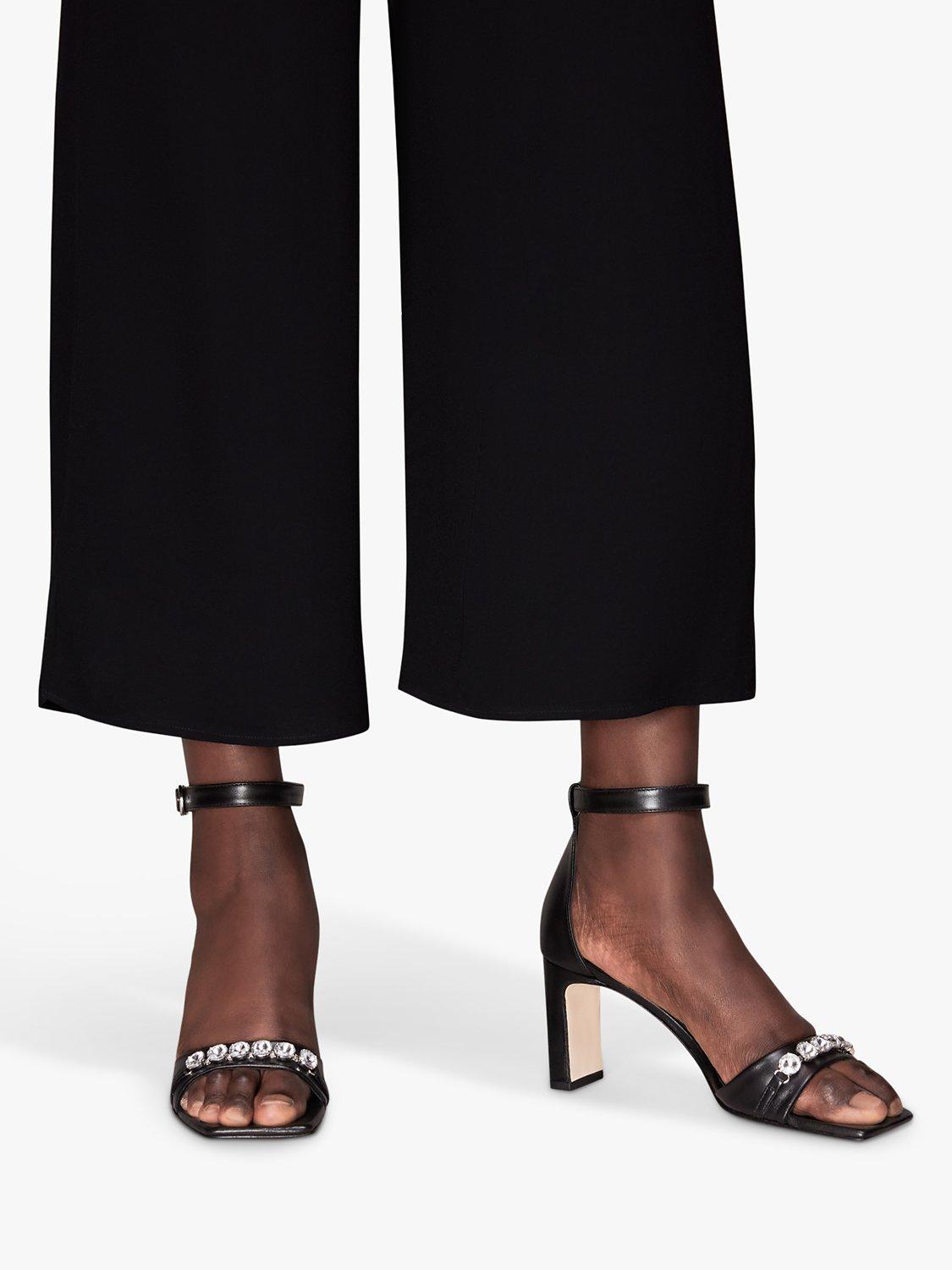 Product image 4 of 4, which shows Whistles Alsie Jewelled Heeled Sandals, Black, 3