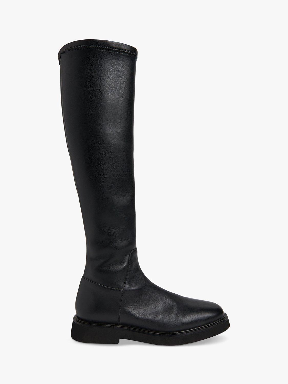 Whistles Quin Leather Stretch Knee High Boots Black