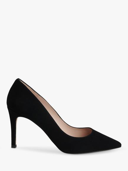 Whistles Corie High Heel Suede Court Shoes, Black, Black