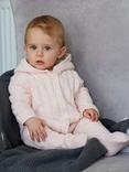 The Little Tailor Baby Plain Cable Knit Lined Snowsuit, Pink