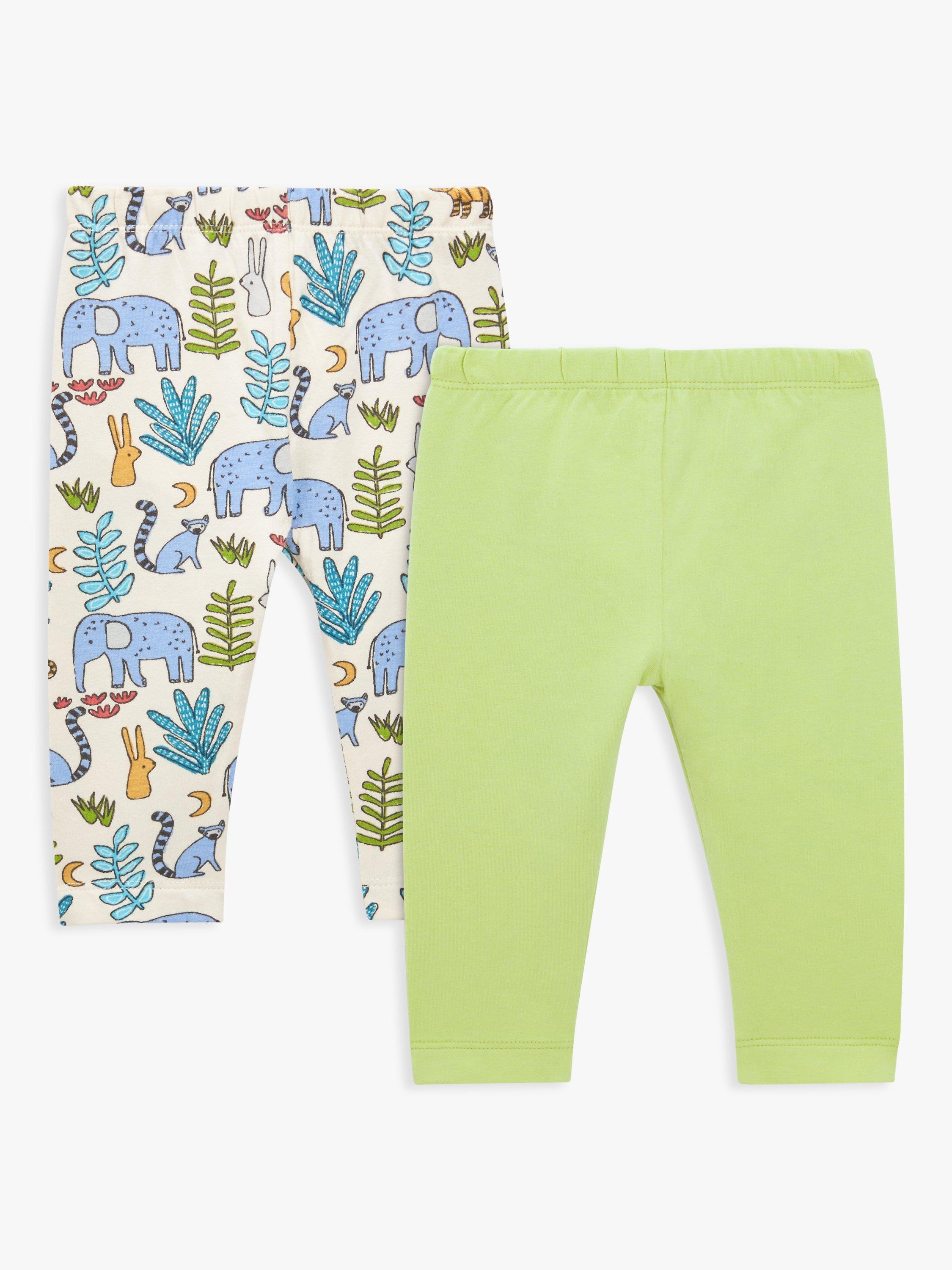 John Lewis Baby Animal & Plain Leggings, Pack of 2, Multi