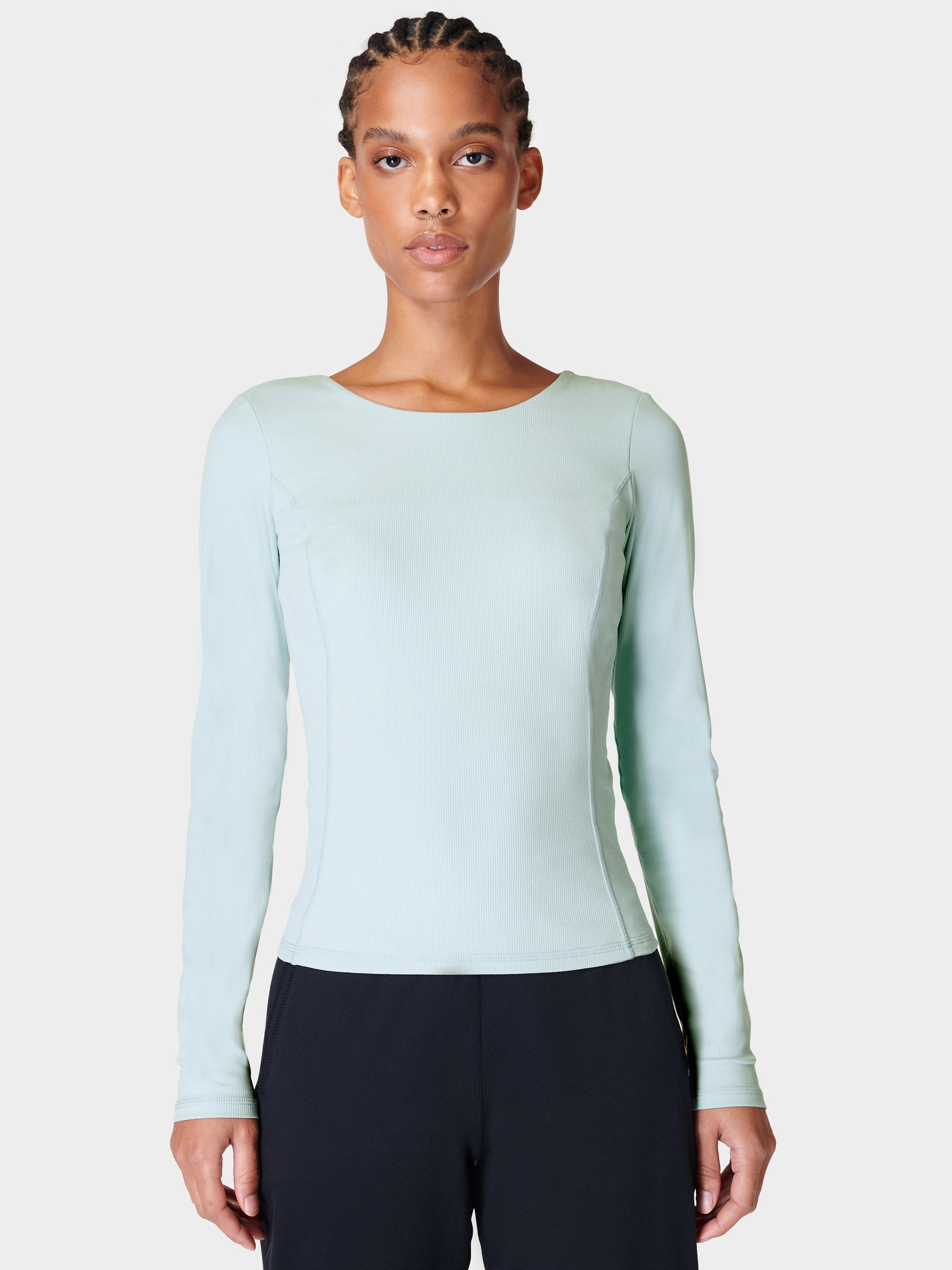 Sweaty Betty Super Soft Rib Yoga Top, Vista Blue