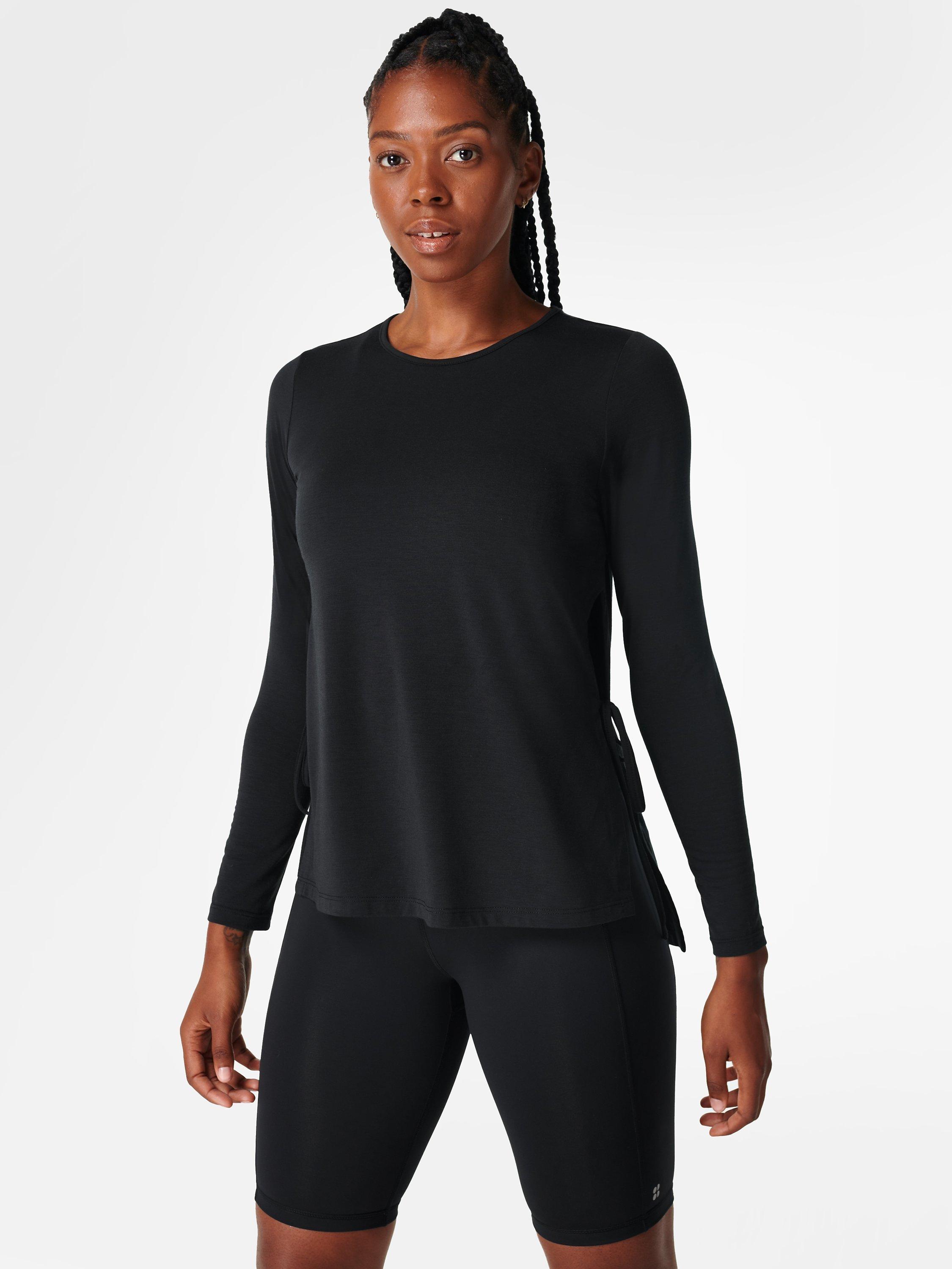Sweaty Betty Tie Side Long Sleeve Yoga Top, Black