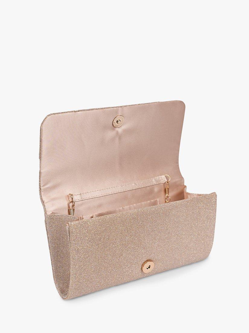 Product image 3 of 3, which shows Paradox London Danita Glitter Clutch Bag, Champagne