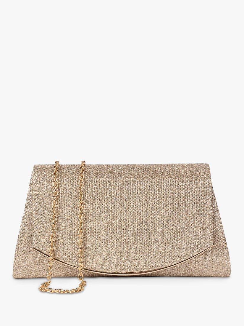 Paradox London Daytona Glitter Clutch Bag, Champagne