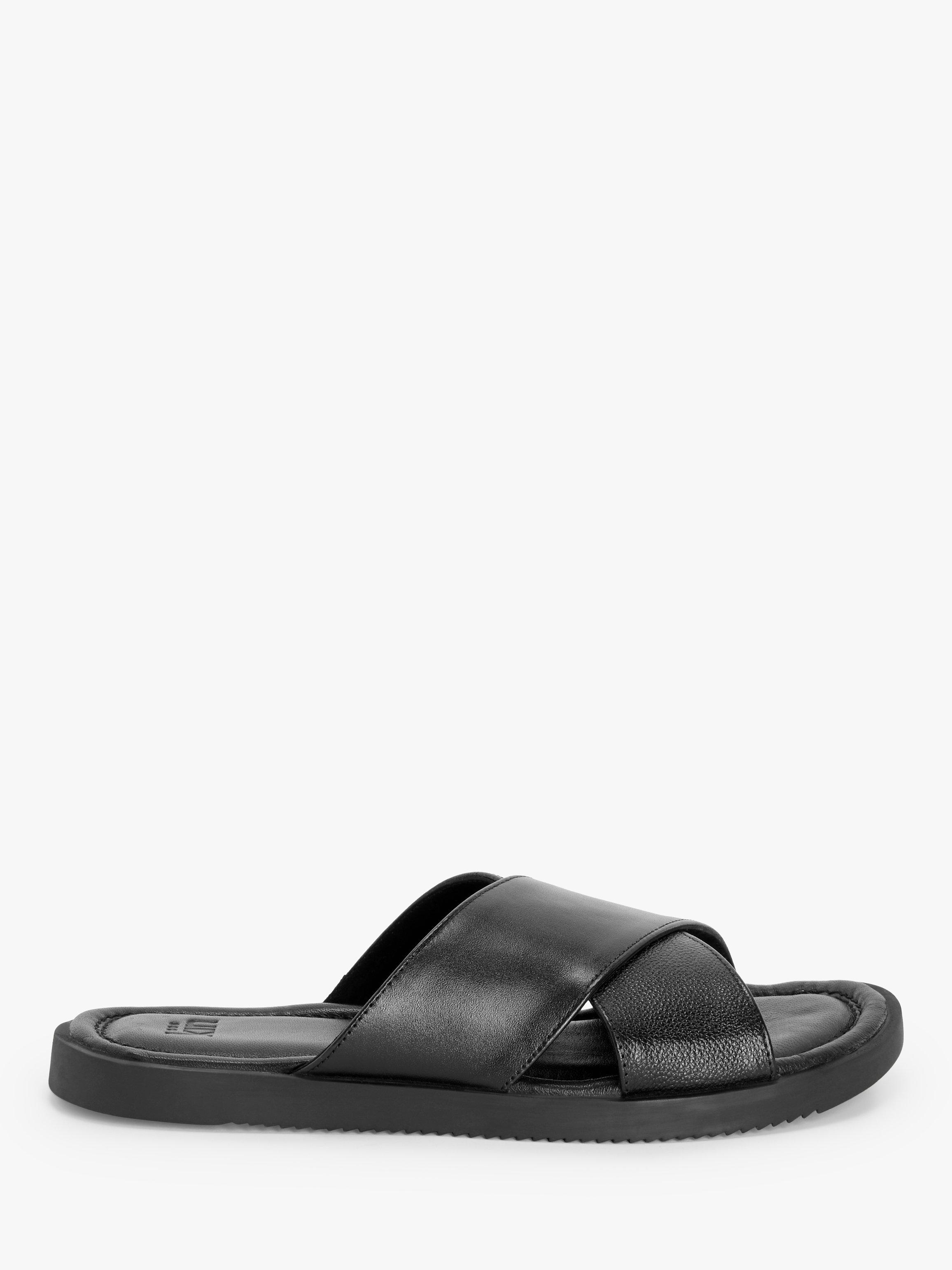 Kin Leather Cross Strap Footbed Mule Sandals, Black