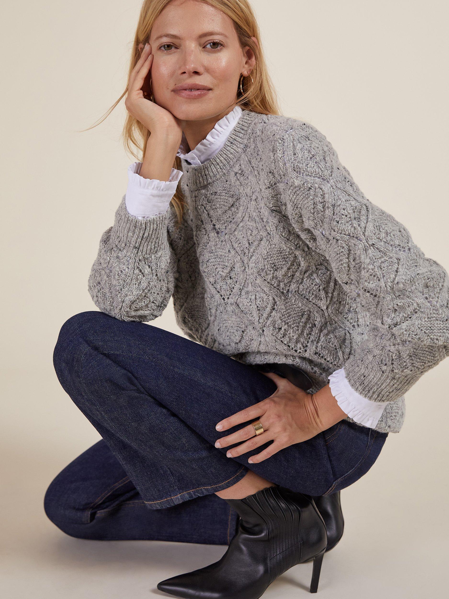 Baukjen Wesley Merino Upcycled Jumper, Pale Grey