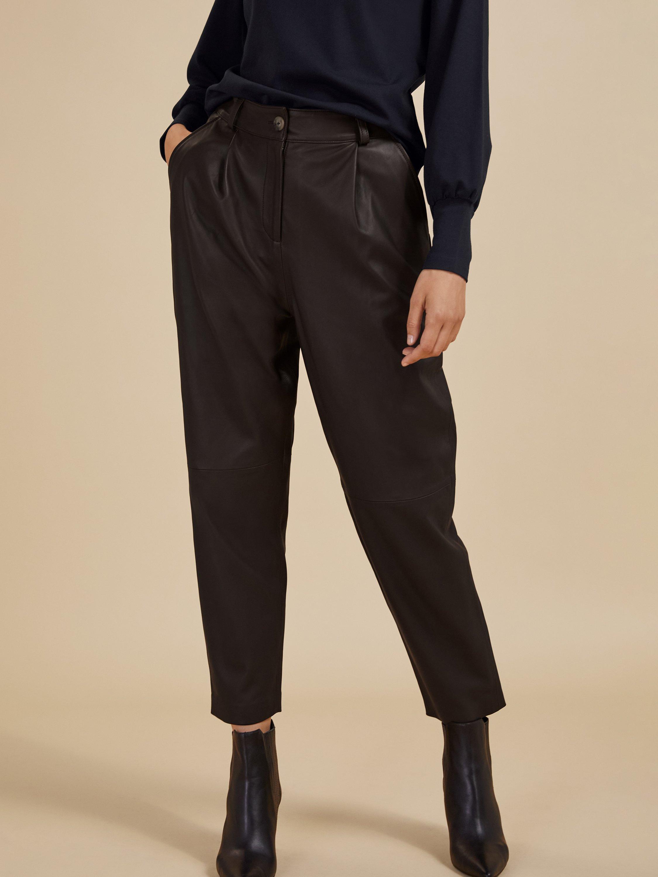Product image 2 of 7, which shows Baukjen Faiza Leather Trousers, Dark Oak, 6