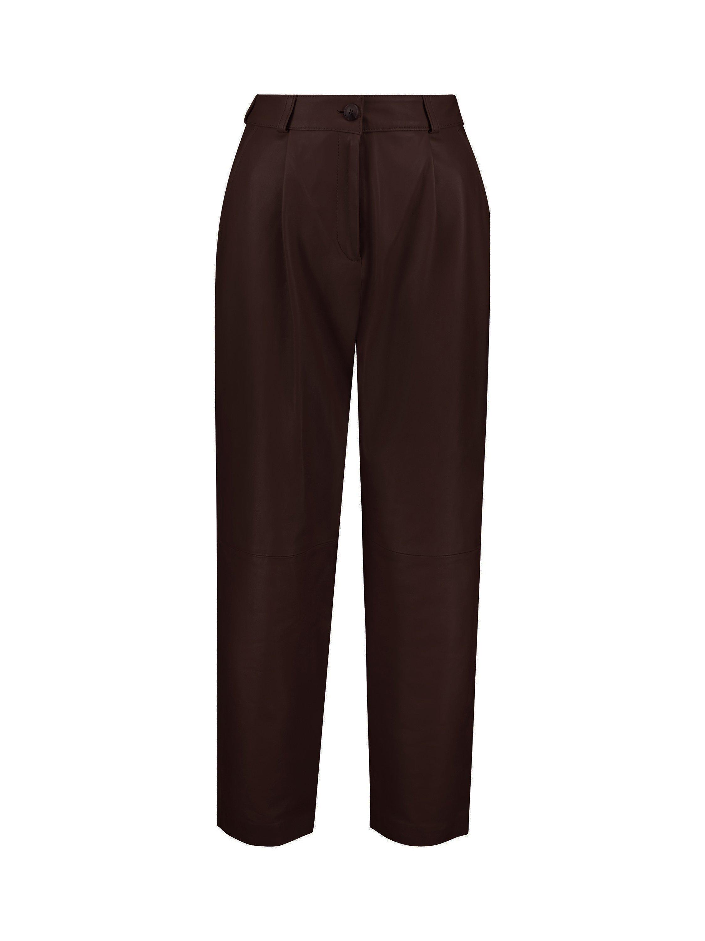 Product image 4 of 7, which shows Baukjen Faiza Leather Trousers, Dark Oak, 6