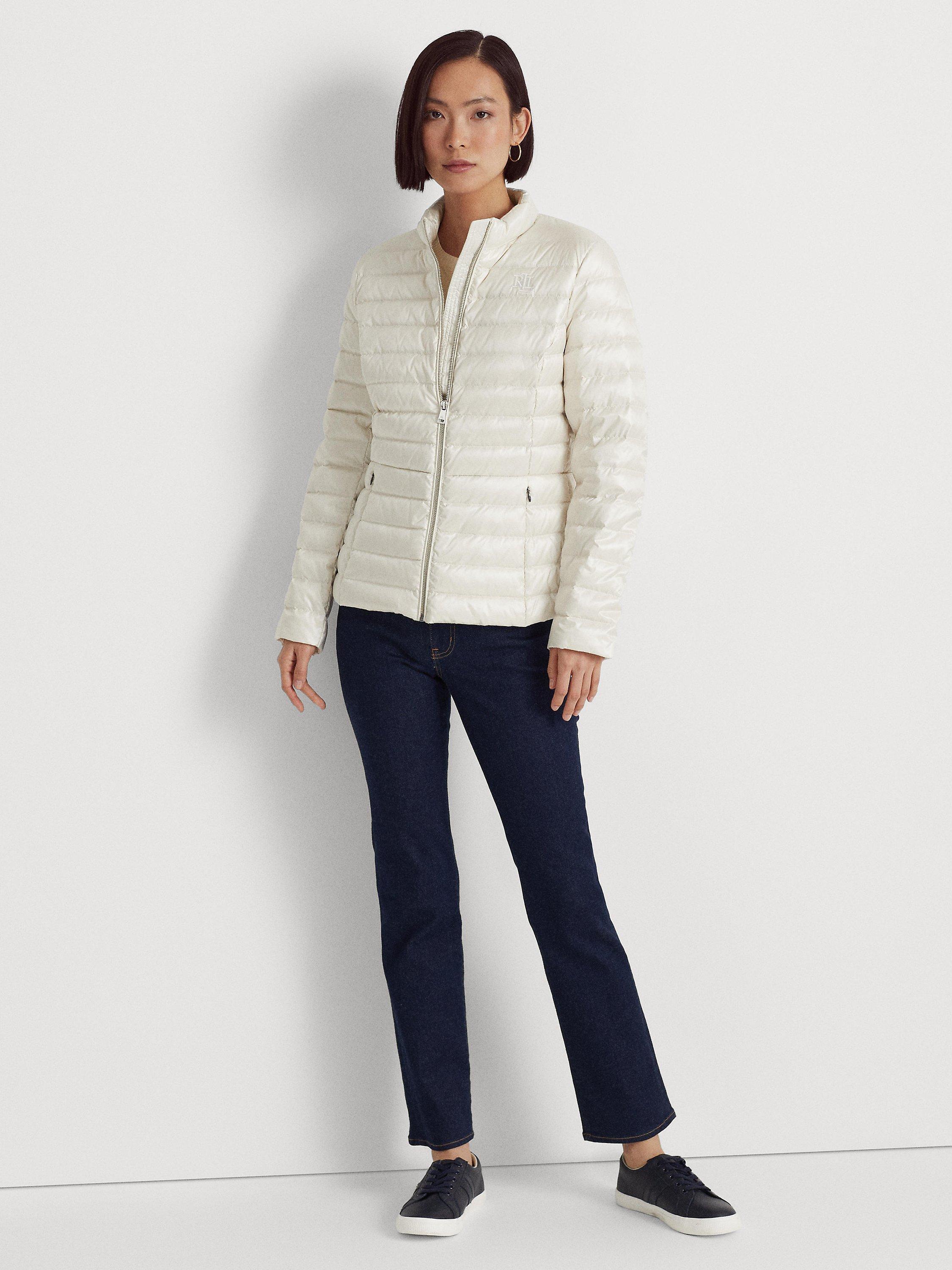 Lauren Ralph Lauren Metallic Down Filled Quilted Jacket, Cream