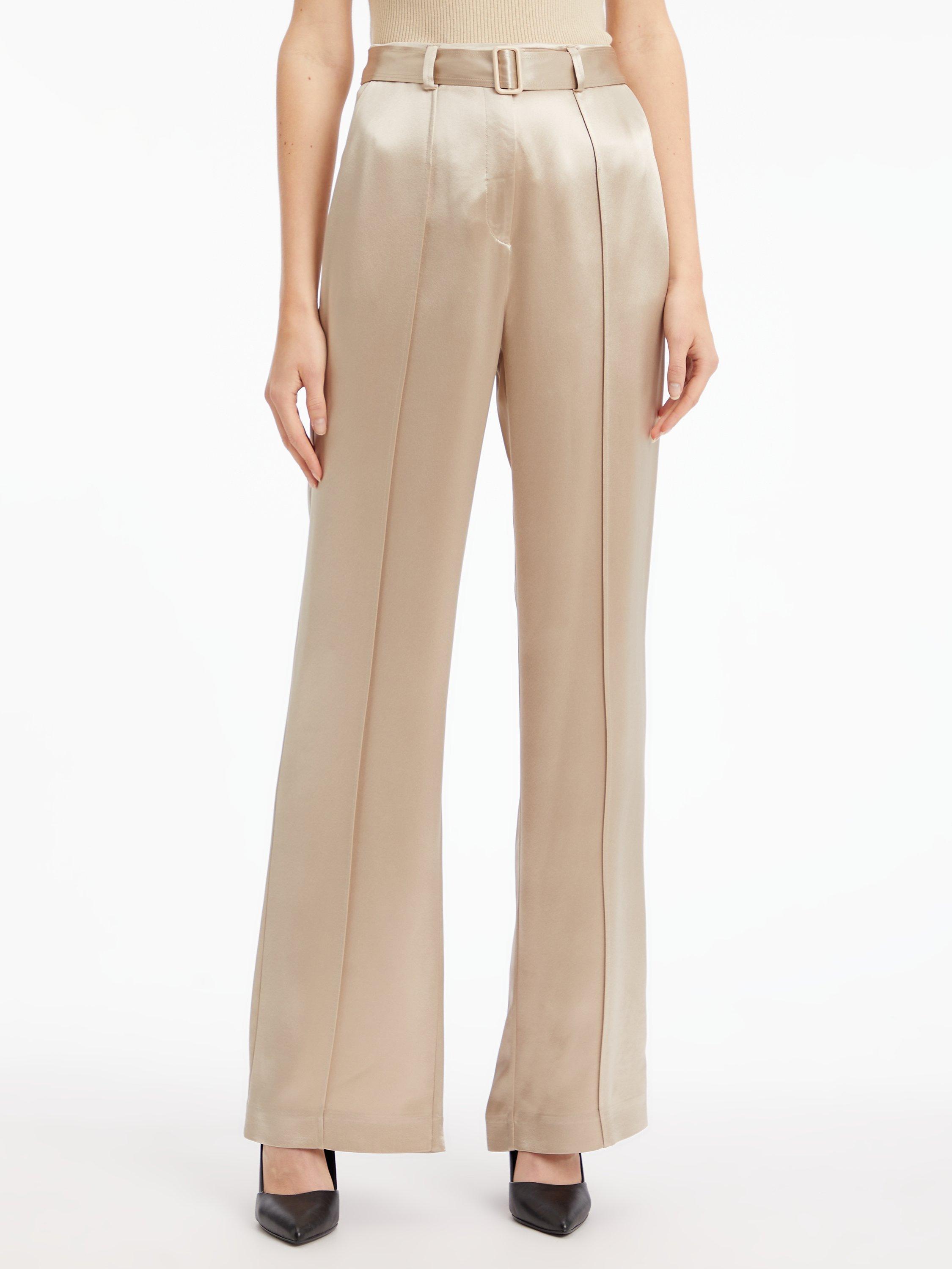 Calvin Klein Naia Wide Leg Trousers, White Clay