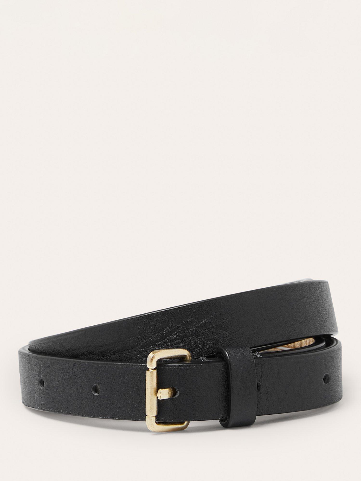 Boden Skinny Leather Belt, Navy, M