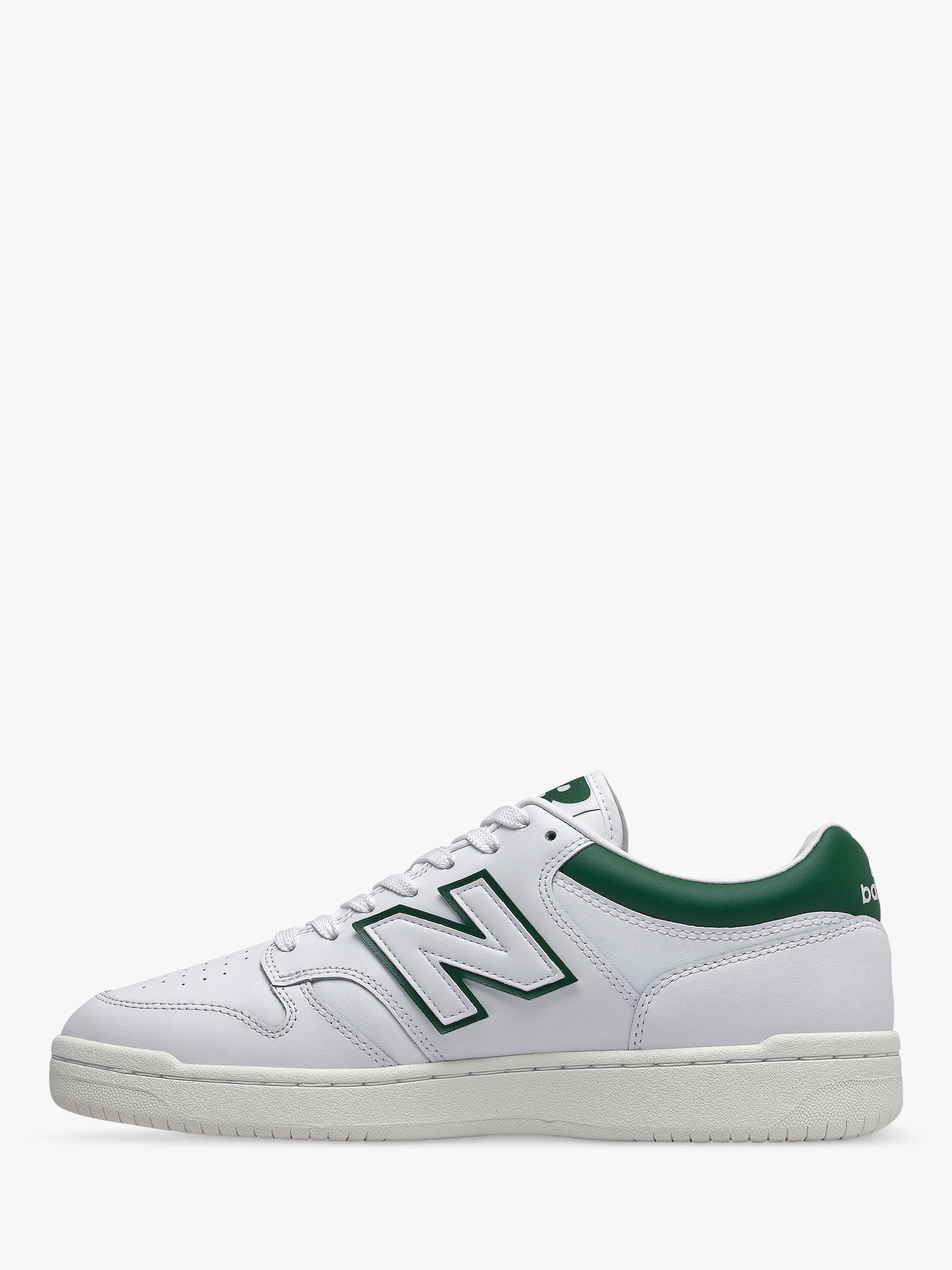 Product image 2 of 5, which shows New Balance 480 Lace Up Trainers, White/Green, 7