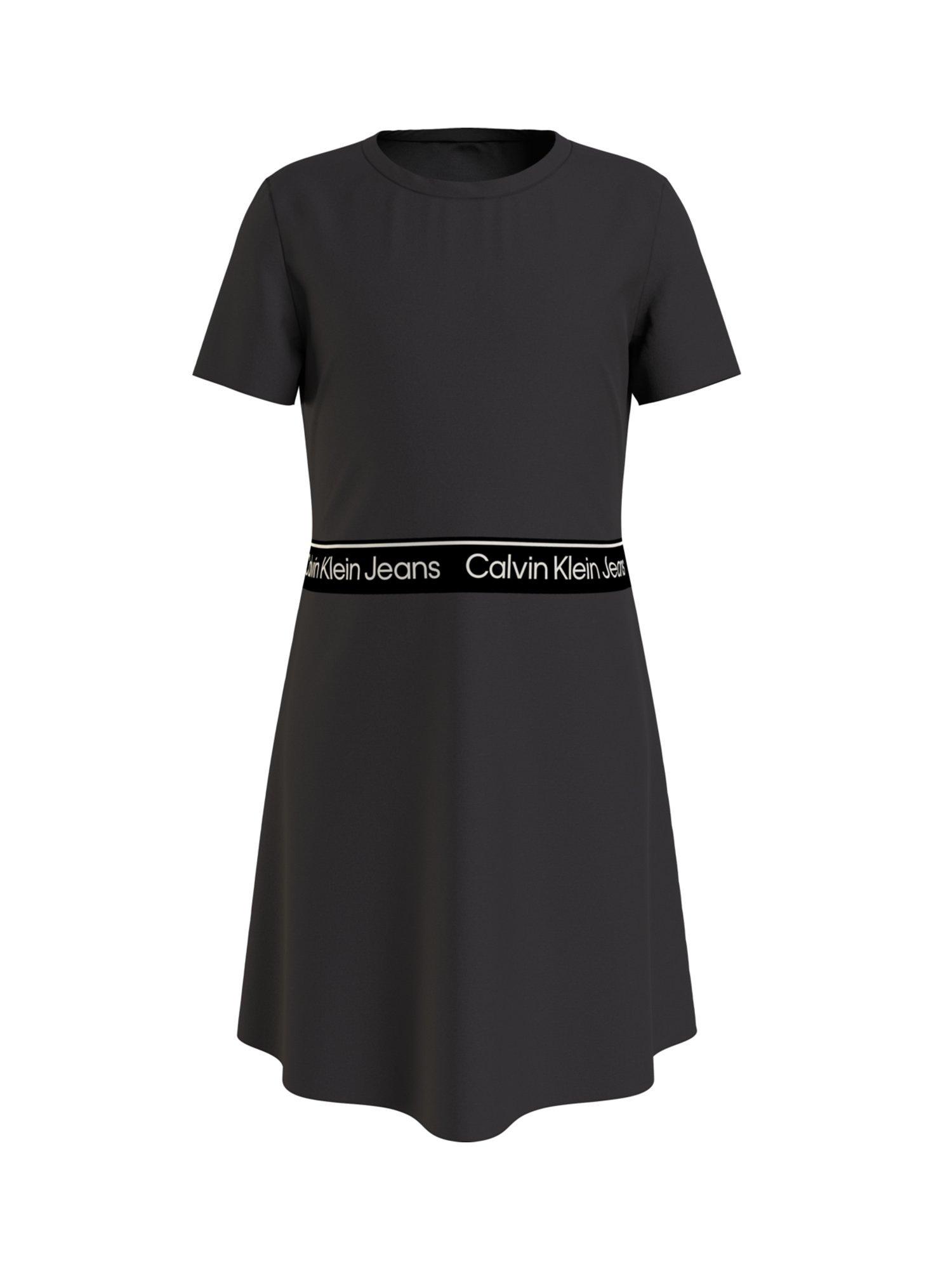 Calvin Klein Kids' Punto Logo Tape Skater Dress, CK Black