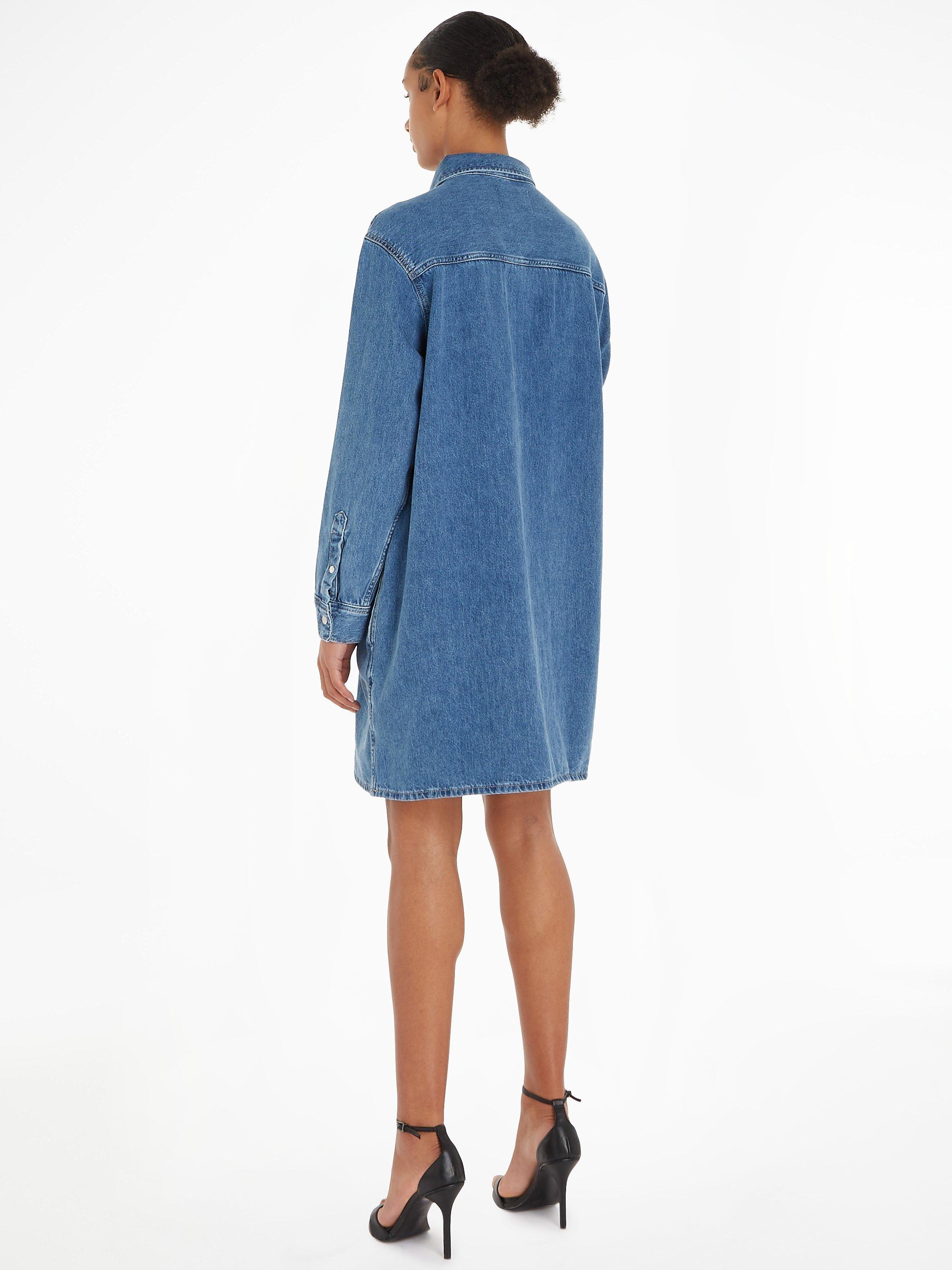 Product image 2 of 5, which shows Calvin Klein Utility Denim Shirt Dress, Light Blue, XS