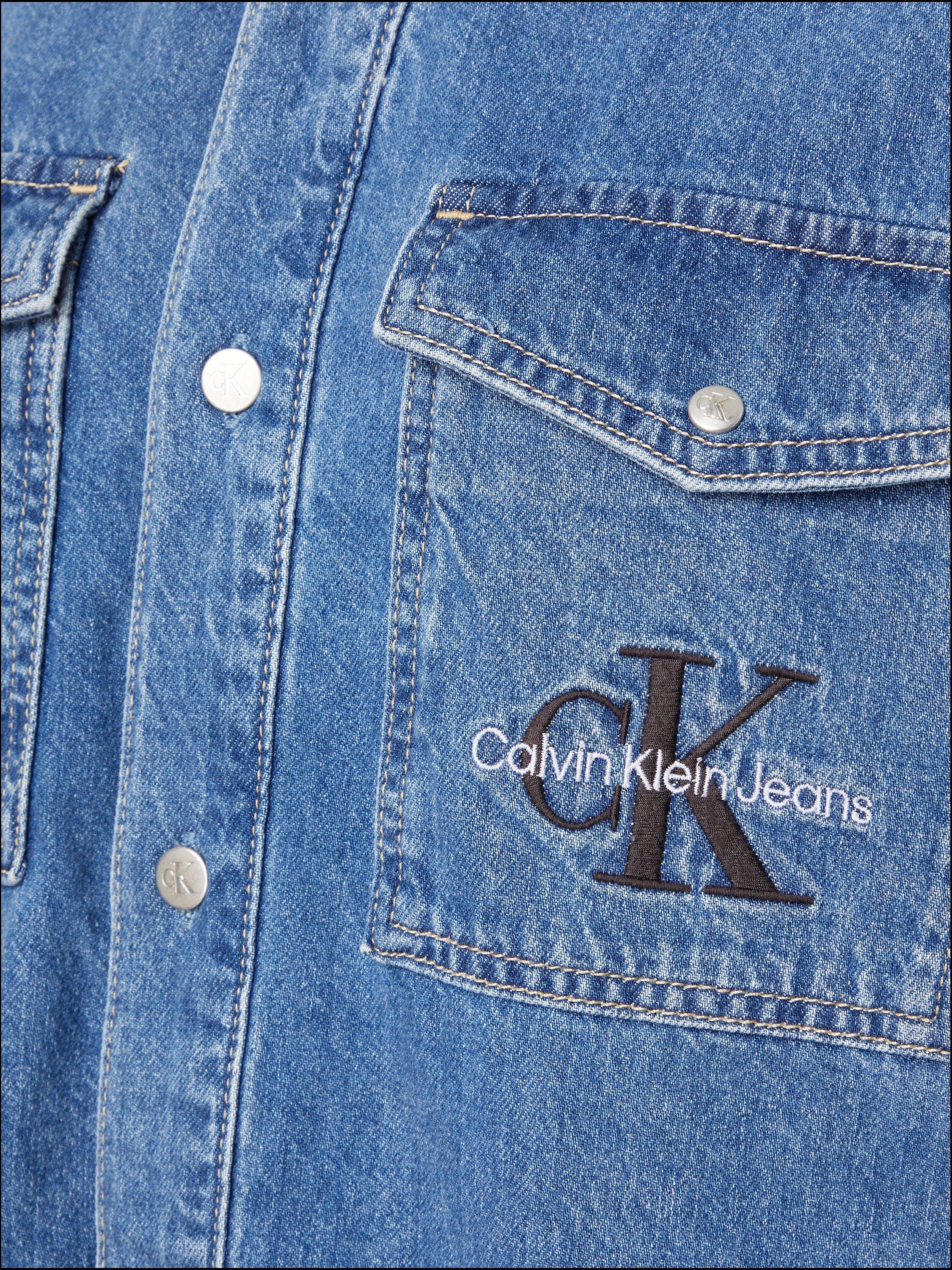 Product image 5 of 5, which shows Calvin Klein Utility Denim Shirt Dress, Light Blue, XS