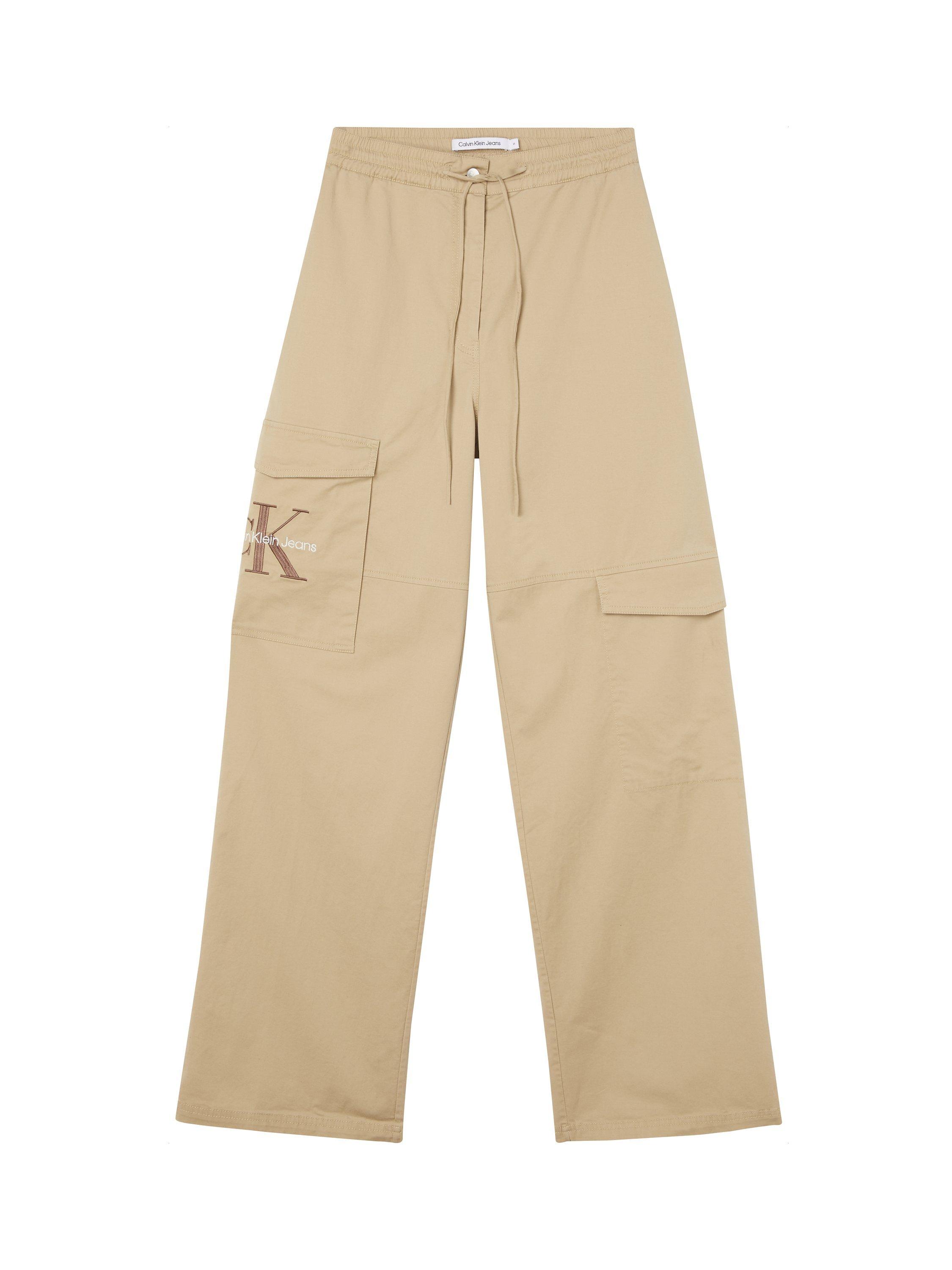 Product image 1 of 2, which shows Calvin Klein Archival Monologo Cargo Trousers, Travertine, XS