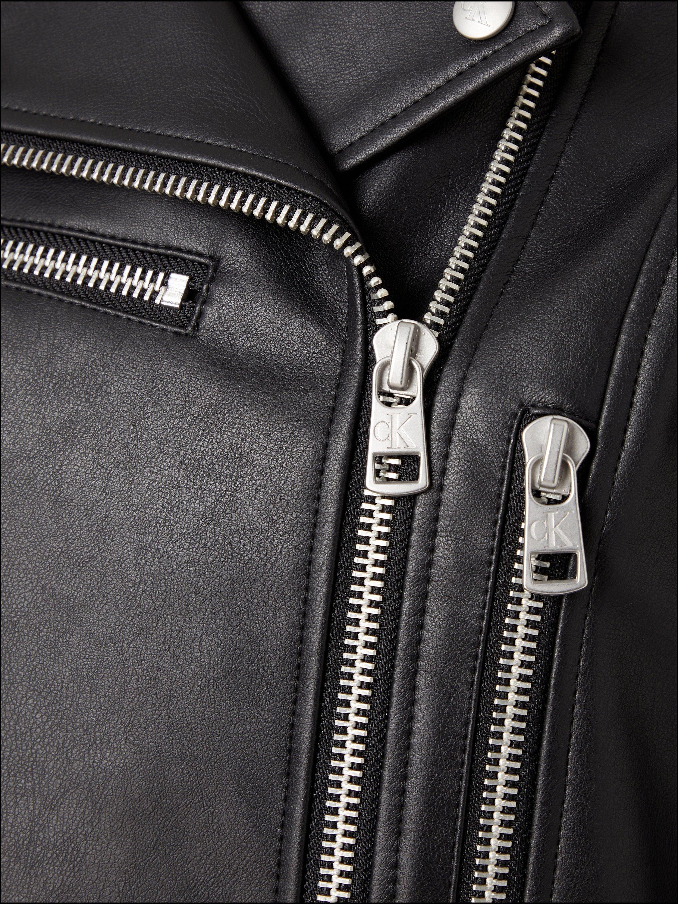 Product image 5 of 5, which shows Calvin Klein Jeans Cropped Biker Jacket, Ck Black, XS