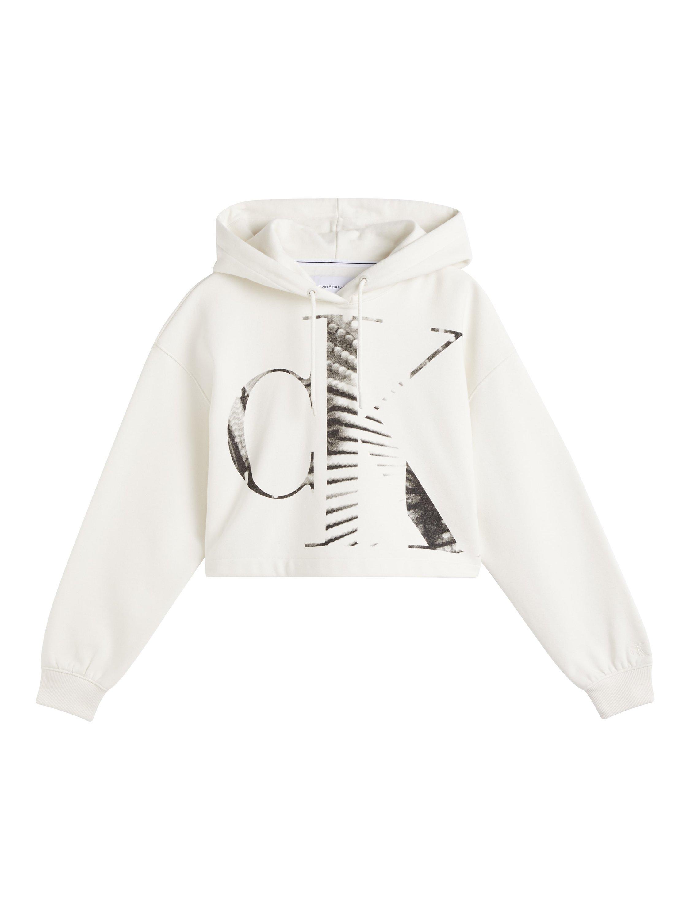 Product image 1 of 1, which shows Calvin Klein Blown Up CK Cotton Hoodie, Ivory, XS